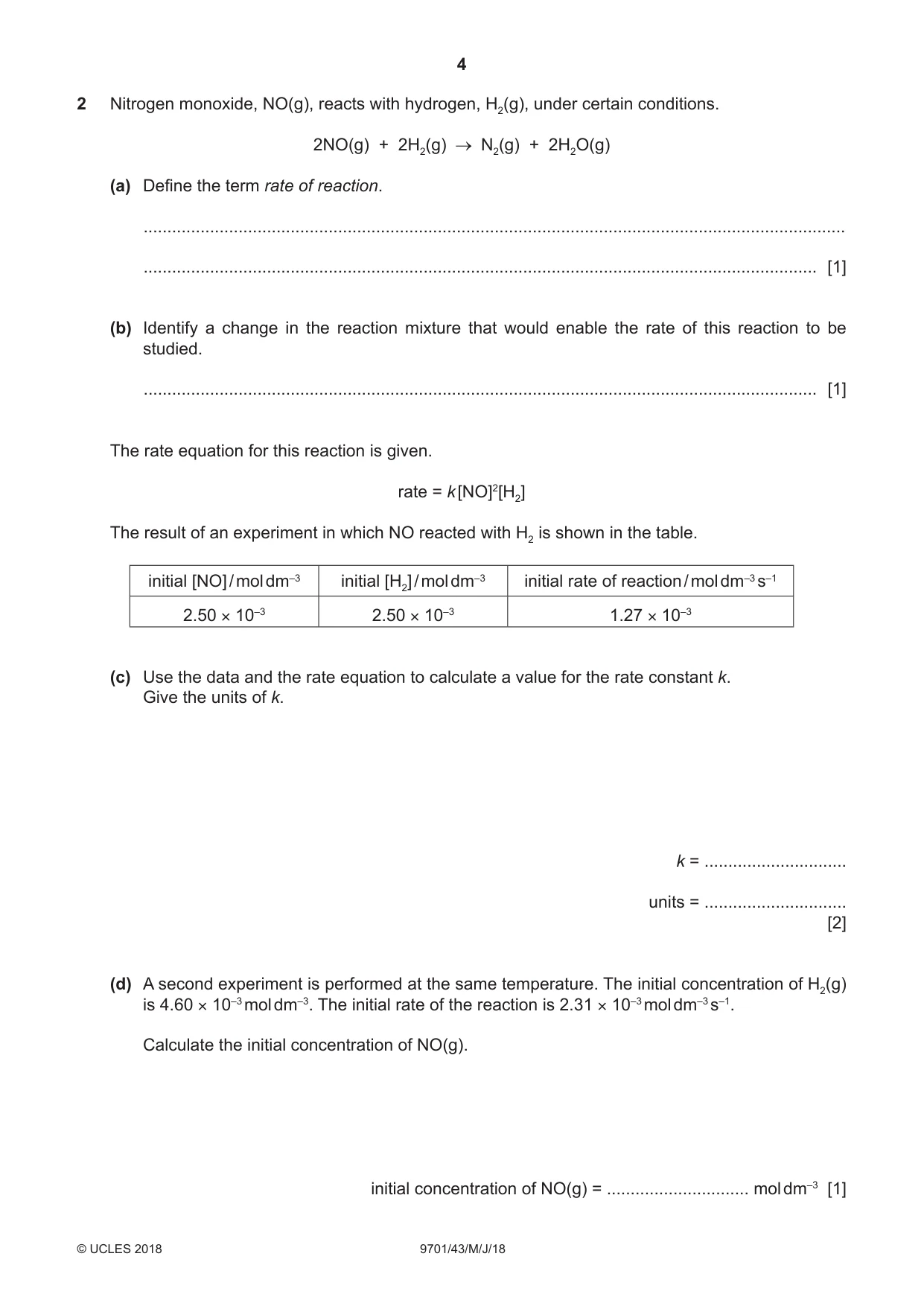 Cambridge A Level Chemistry 9701 2018 May/June Paper 4 · Variant 3 question paper, page 4 of 20