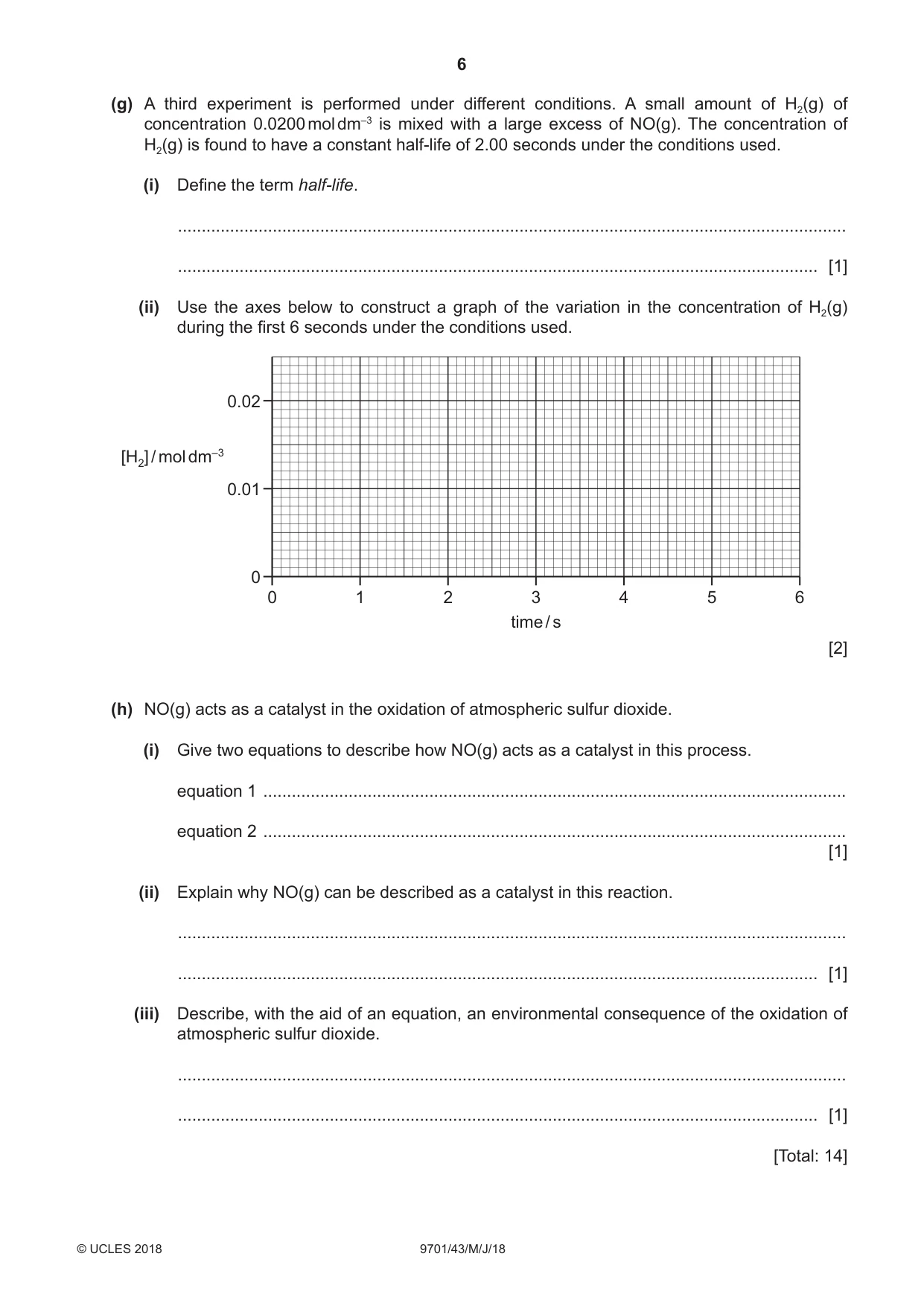 Cambridge A Level Chemistry 9701 2018 May/June Paper 4 · Variant 3 question paper, page 6 of 20