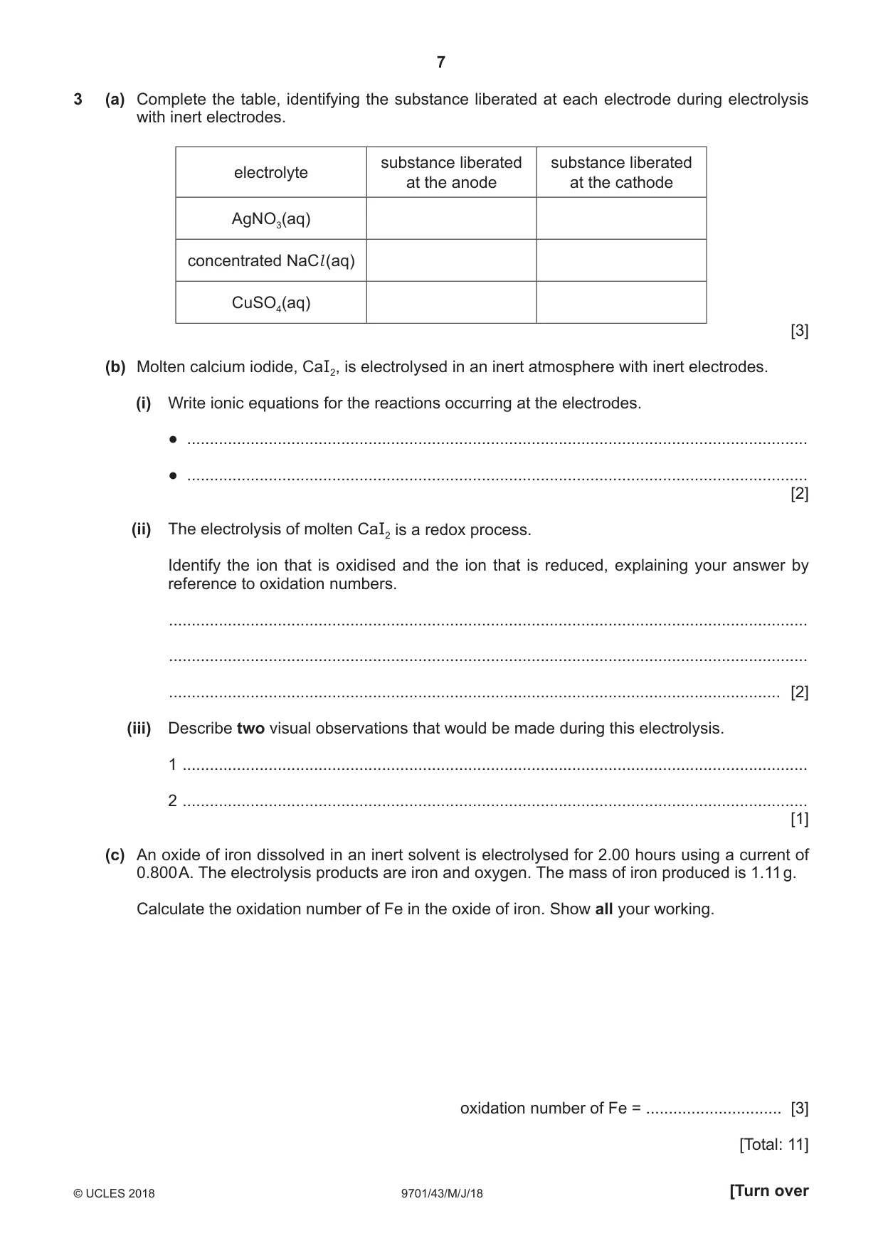 Cambridge A Level Chemistry 9701 2018 May/June Paper 4 · Variant 3 question paper, page 7 of 20