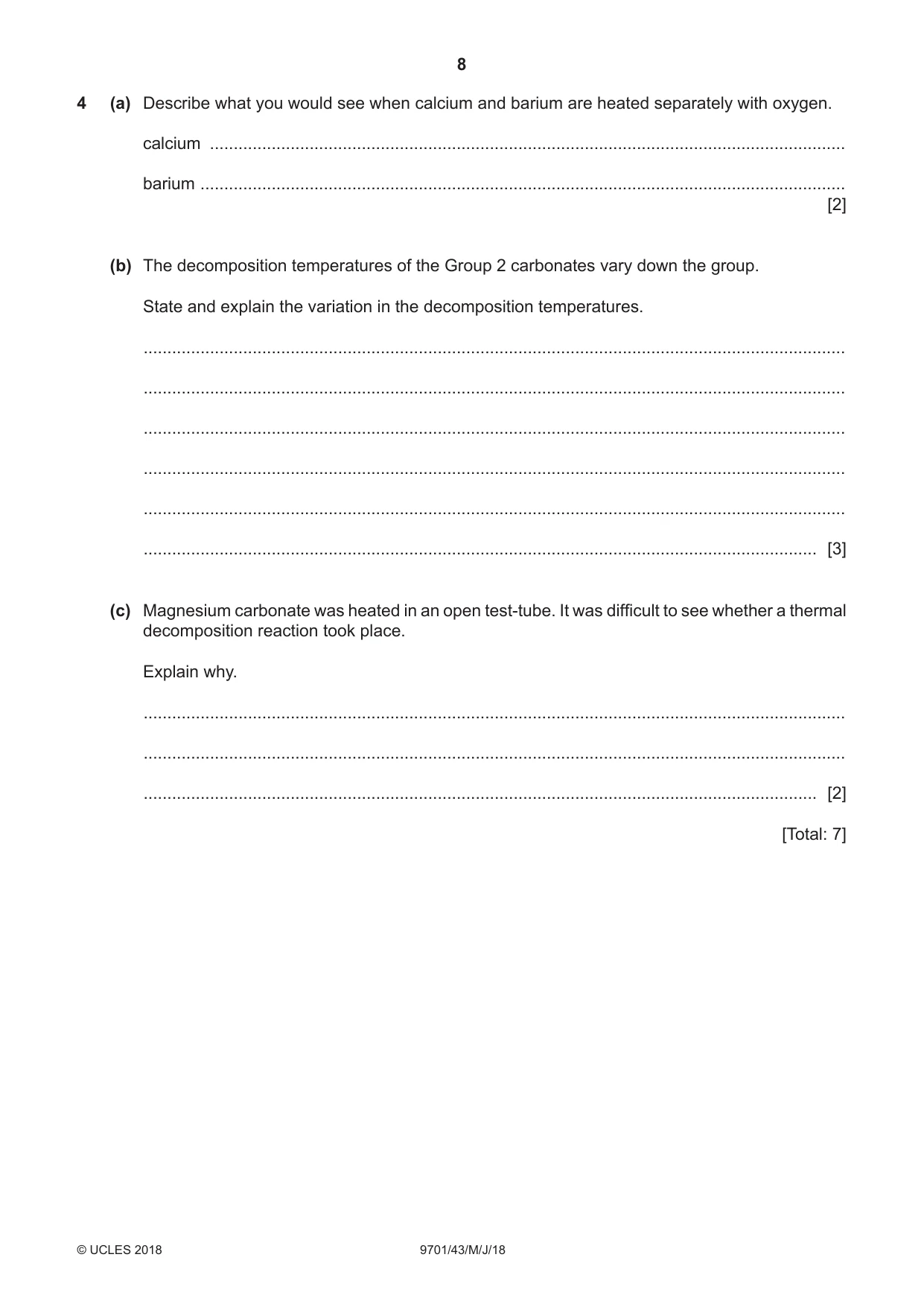 Cambridge A Level Chemistry 9701 2018 May/June Paper 4 · Variant 3 question paper, page 8 of 20