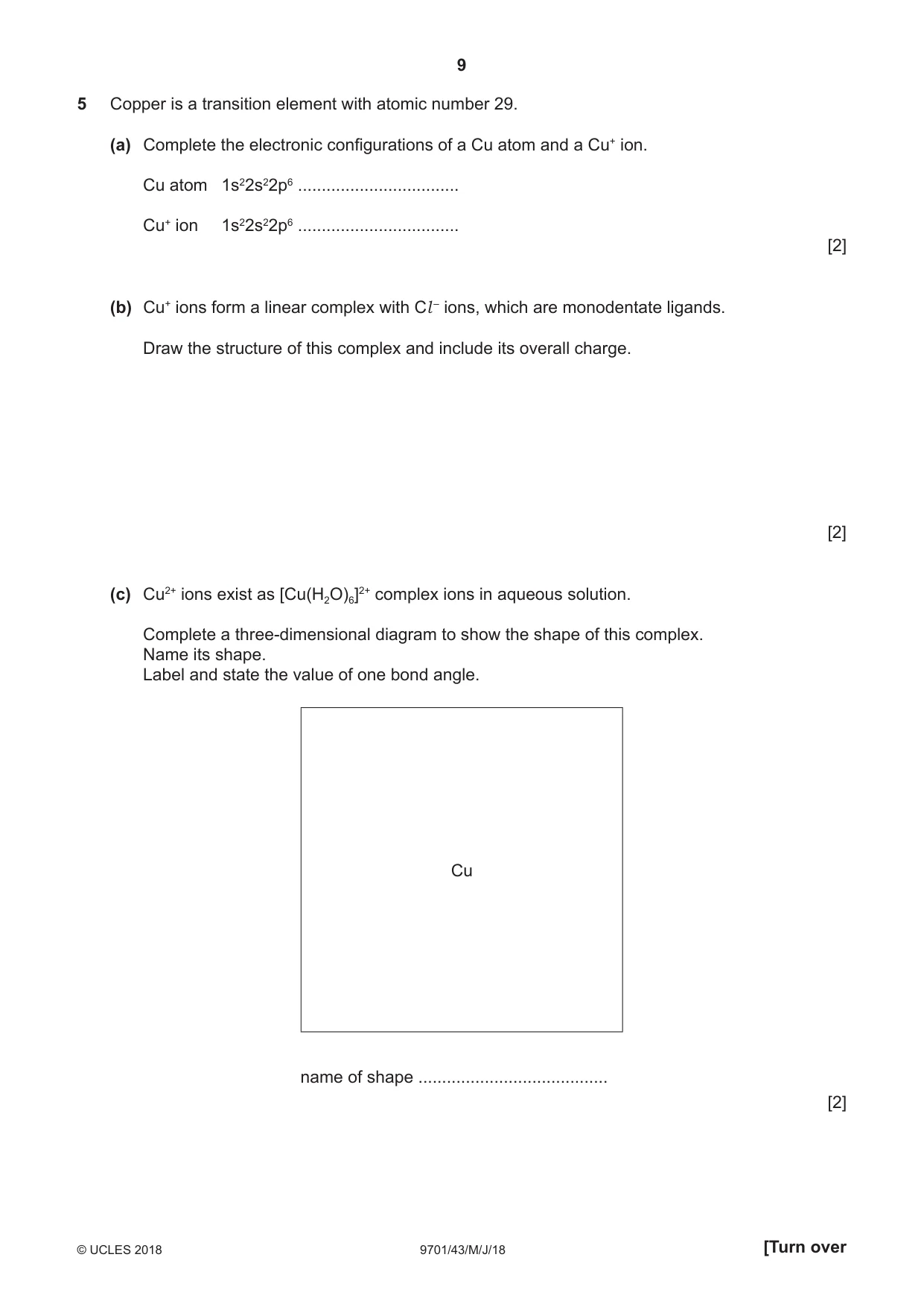 Cambridge A Level Chemistry 9701 2018 May/June Paper 4 · Variant 3 question paper, page 9 of 20