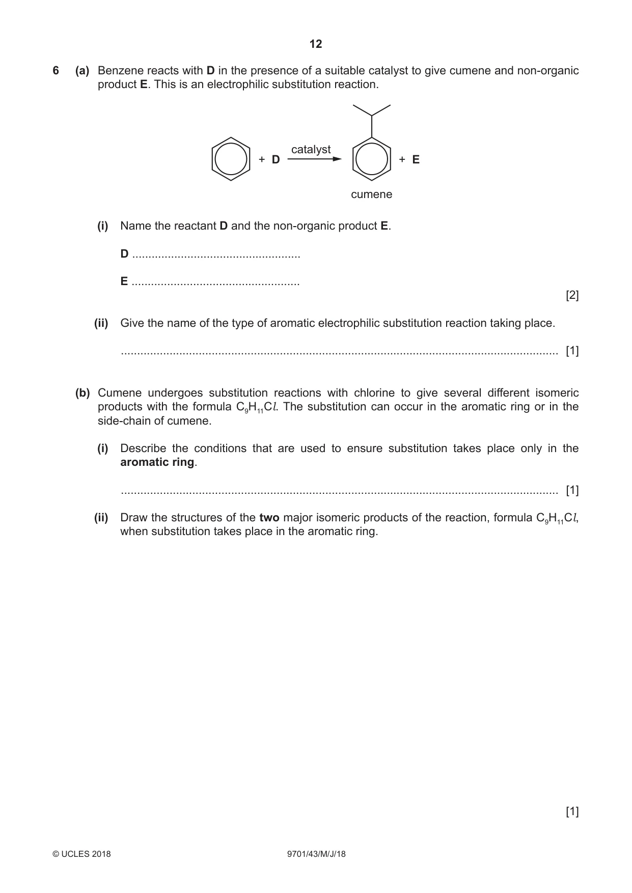 Cambridge A Level Chemistry 9701 2018 May/June Paper 4 · Variant 3 question paper, page 12 of 20