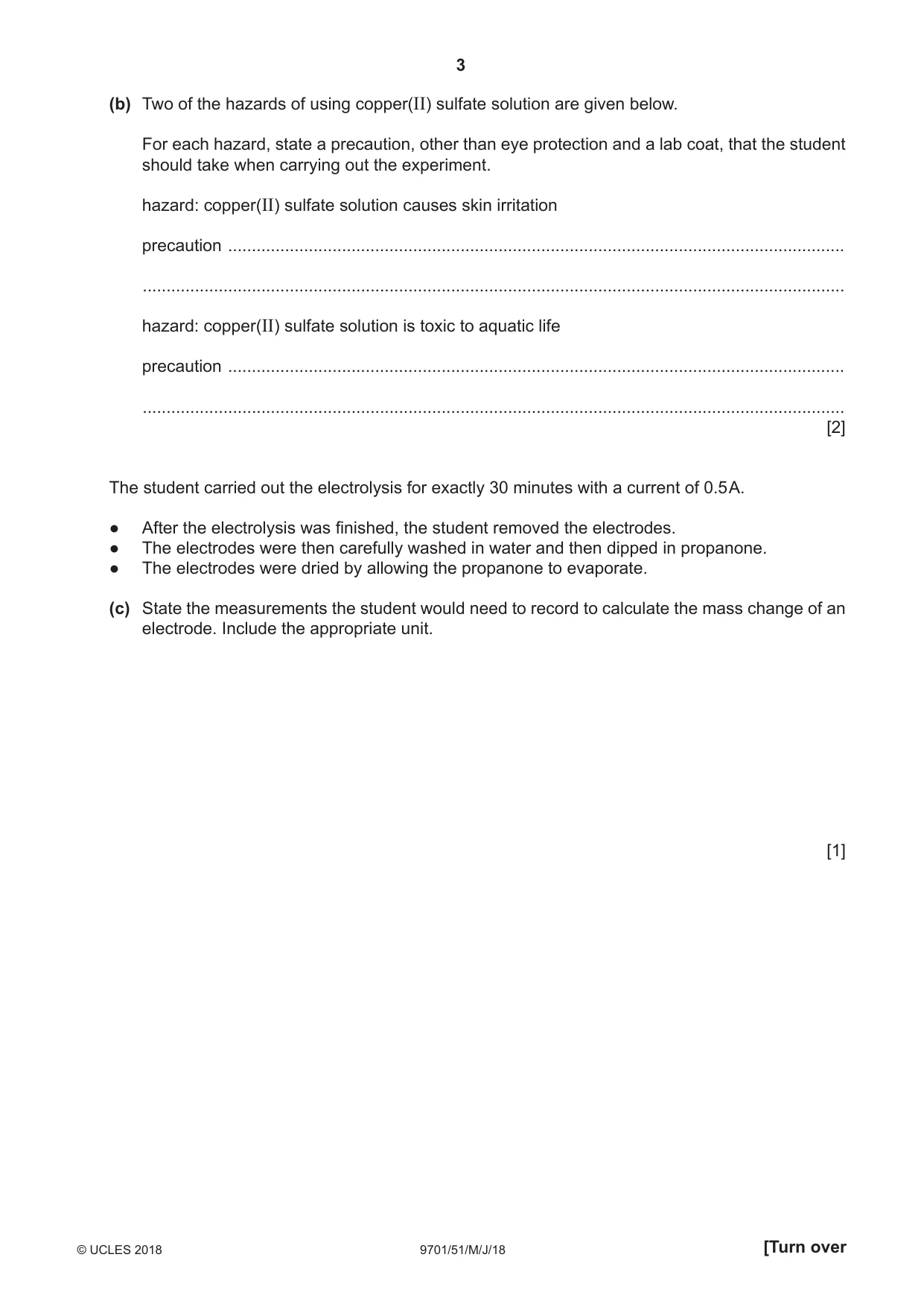 Cambridge A Level Chemistry 9701 2018 May/June Paper 5 · Variant 1 question paper, page 3 of 12