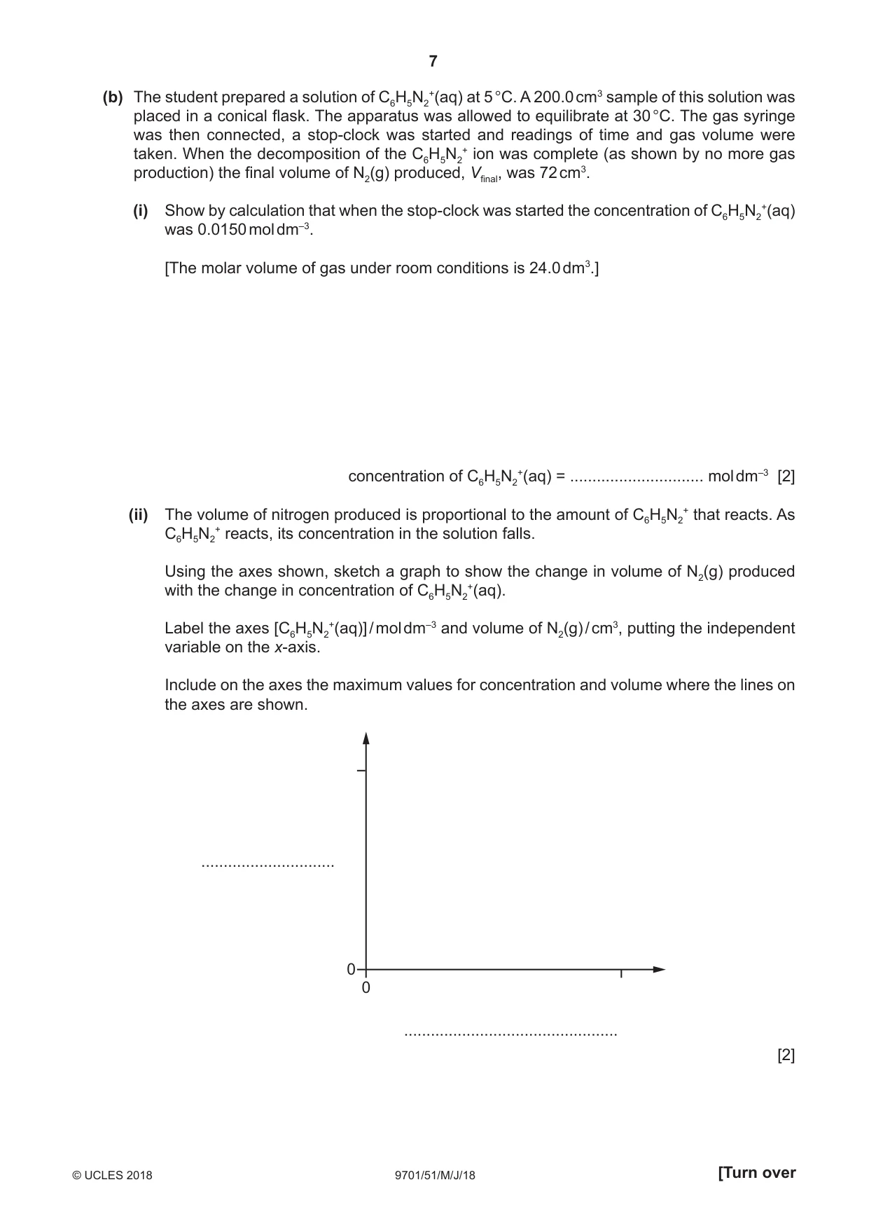 Cambridge A Level Chemistry 9701 2018 May/June Paper 5 · Variant 1 question paper, page 7 of 12