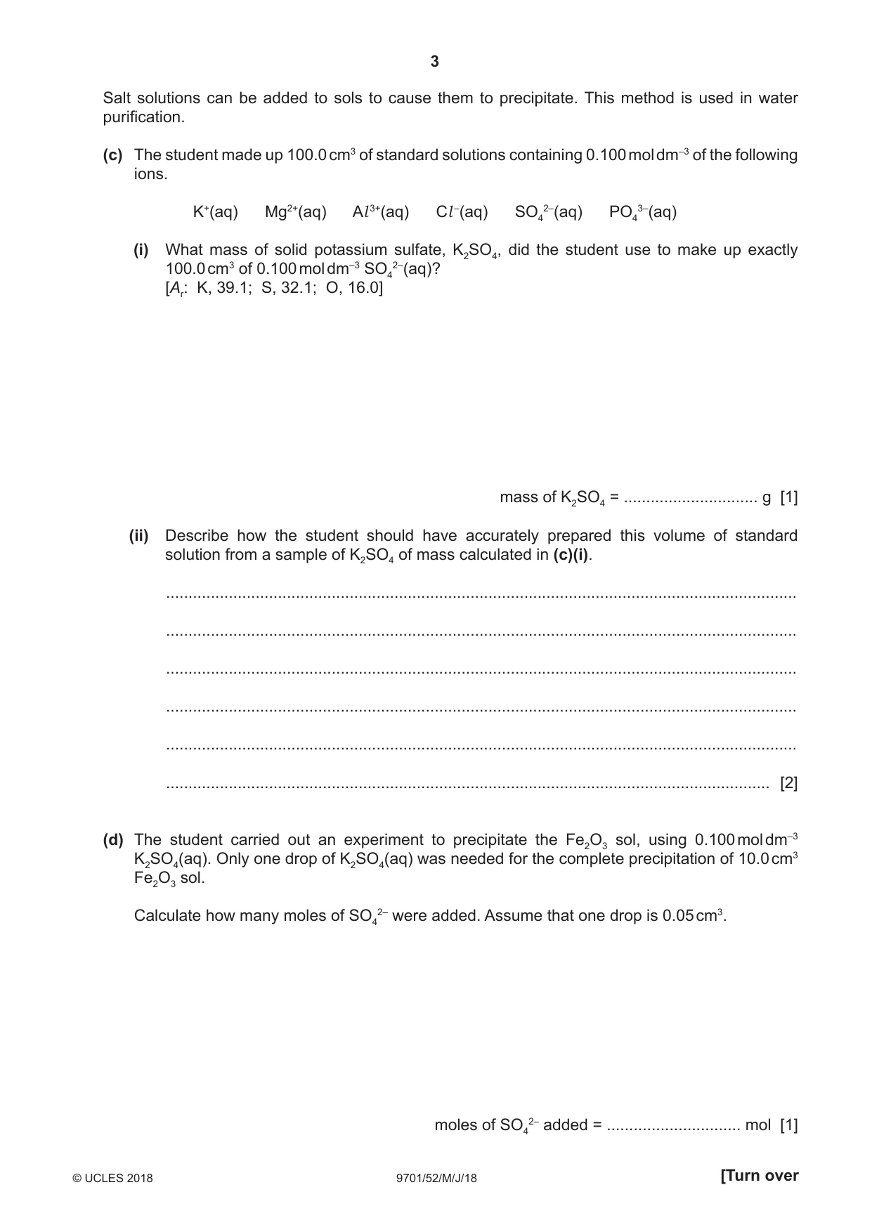 Cambridge A Level Chemistry 9701 2018 May/June Paper 5 · Variant 2 question paper, page 3 of 12