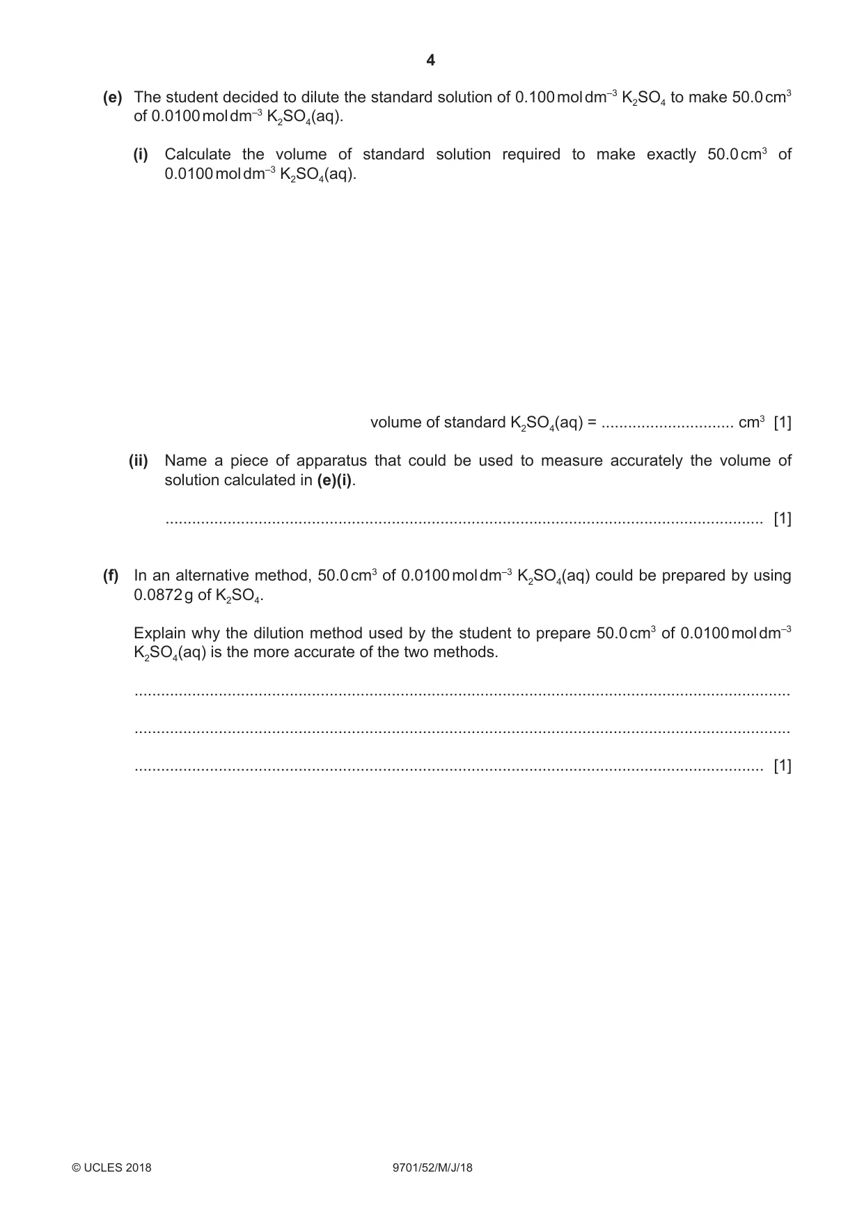 Cambridge A Level Chemistry 9701 2018 May/June Paper 5 · Variant 2 question paper, page 4 of 12