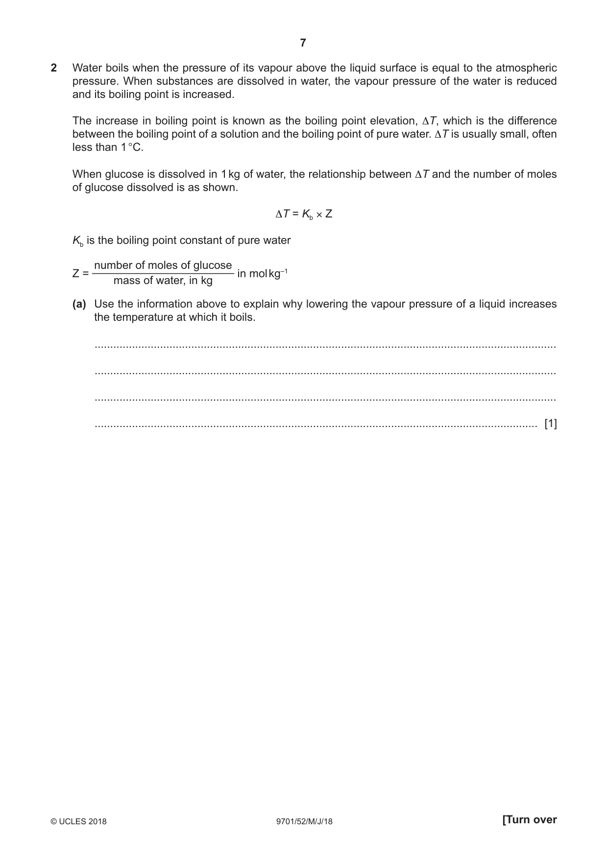 Cambridge A Level Chemistry 9701 2018 May/June Paper 5 · Variant 2 question paper, page 7 of 12