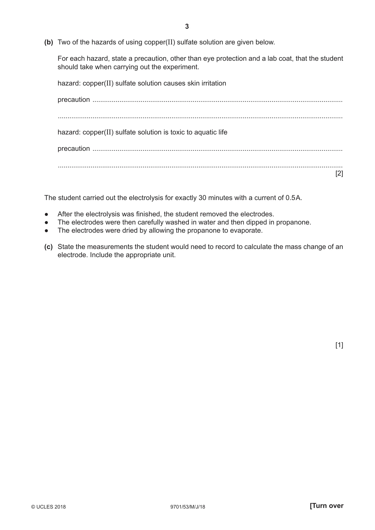 Cambridge A Level Chemistry 9701 2018 May/June Paper 5 · Variant 3 question paper, page 3 of 12