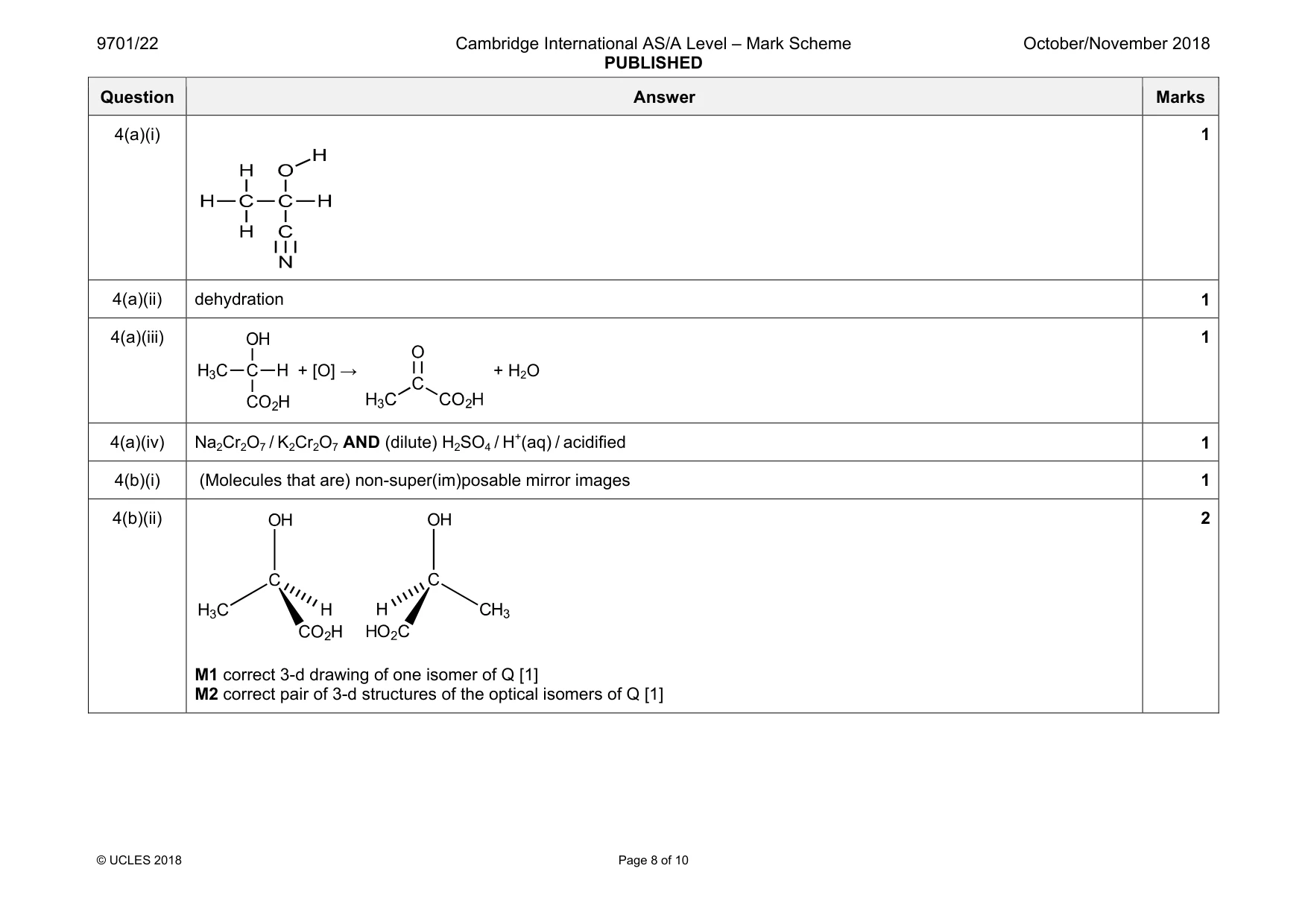 Mark scheme, page 8 of 10
