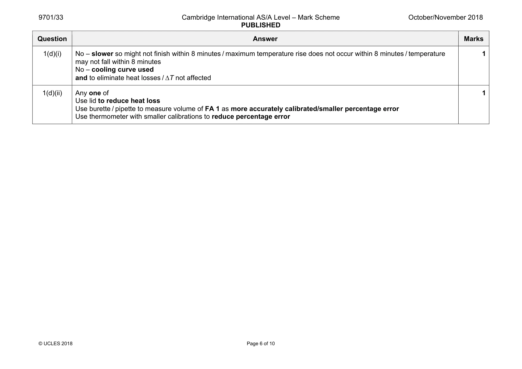 Mark scheme, page 6 of 10