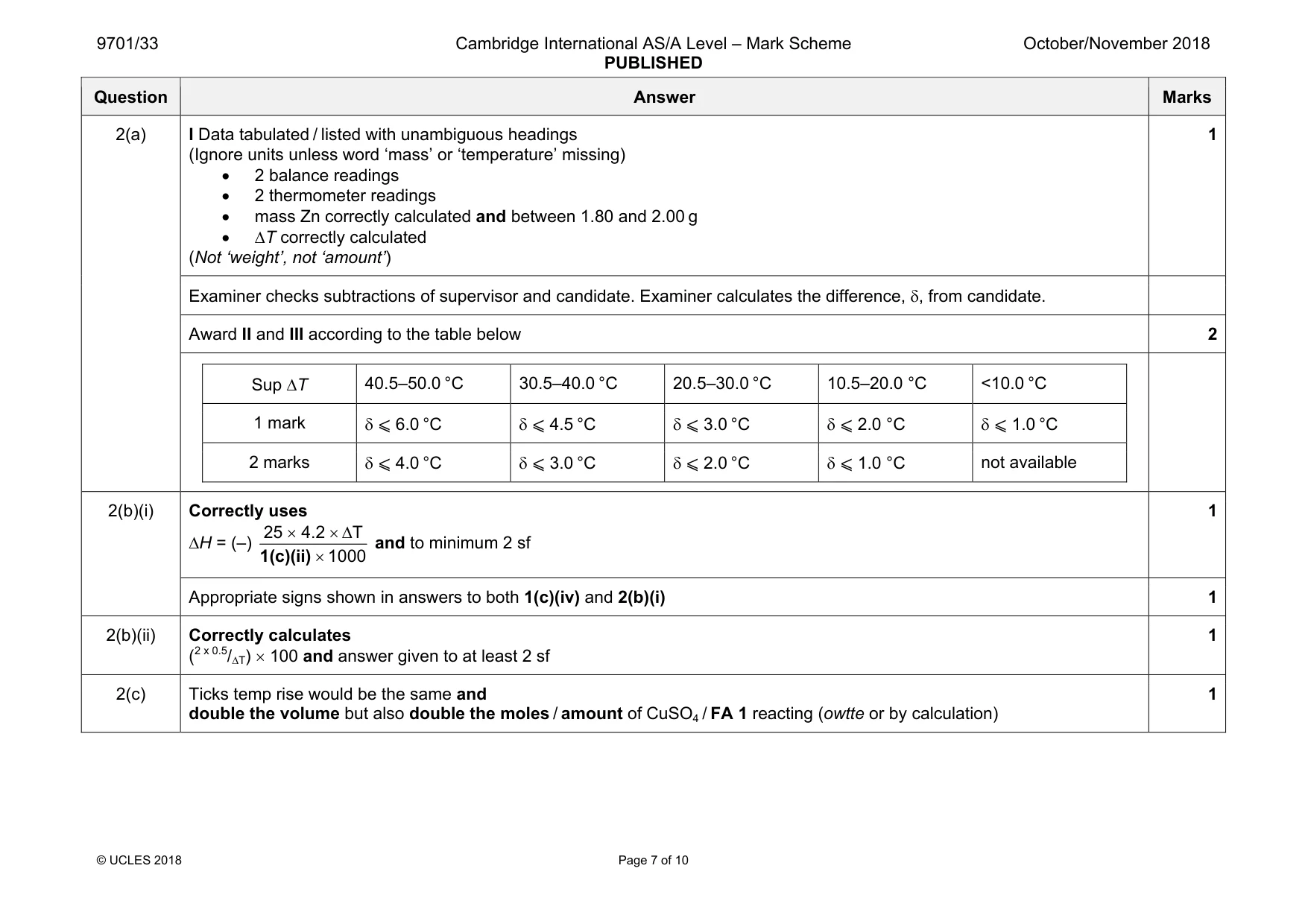 Mark scheme, page 7 of 10