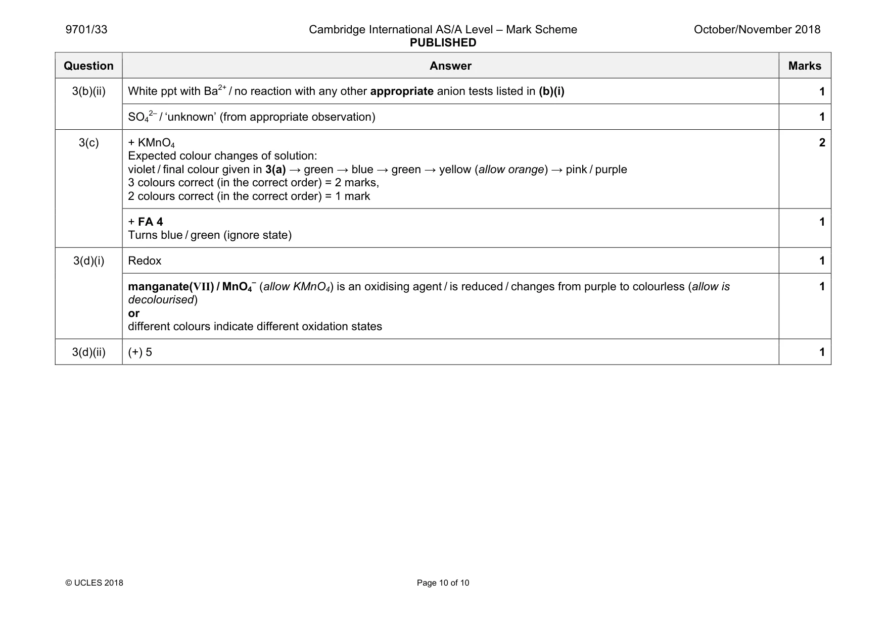 Mark scheme, page 10 of 10
