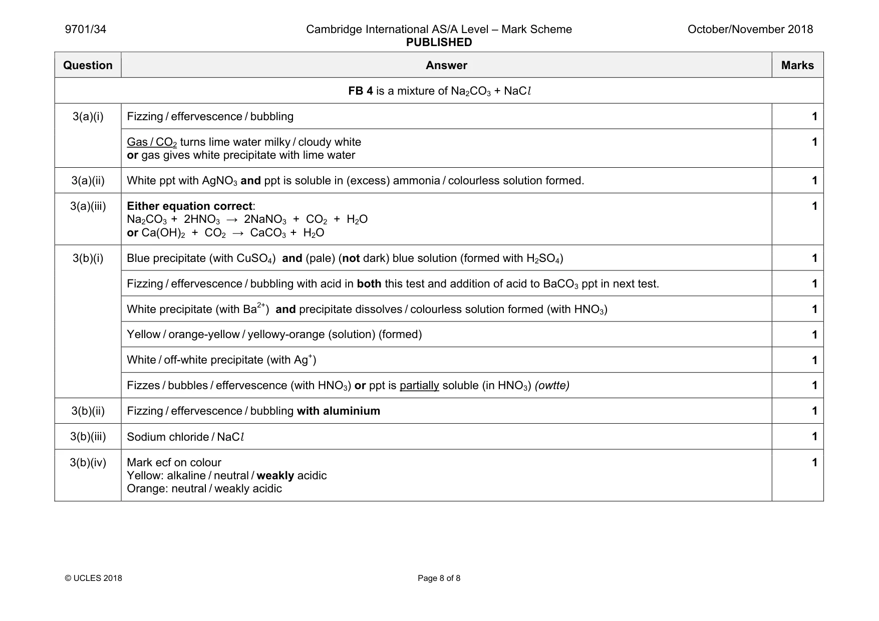 Mark scheme, page 8 of 8