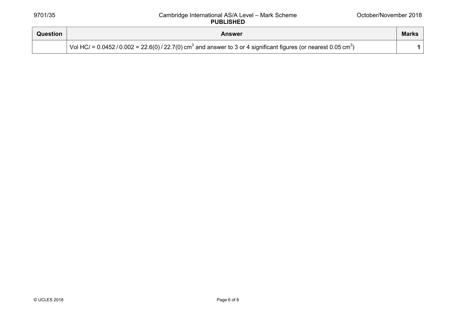 Mark scheme, page 6 of 8