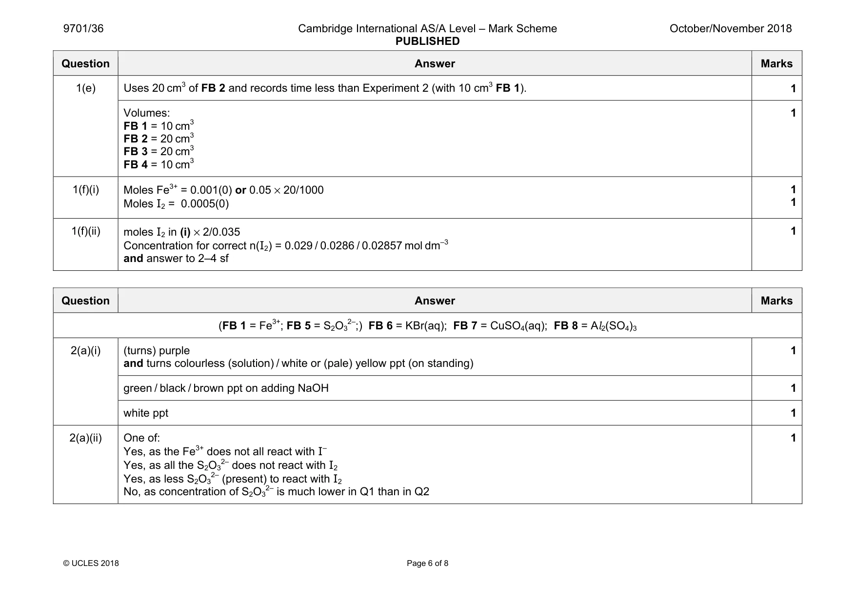 Mark scheme, page 6 of 8