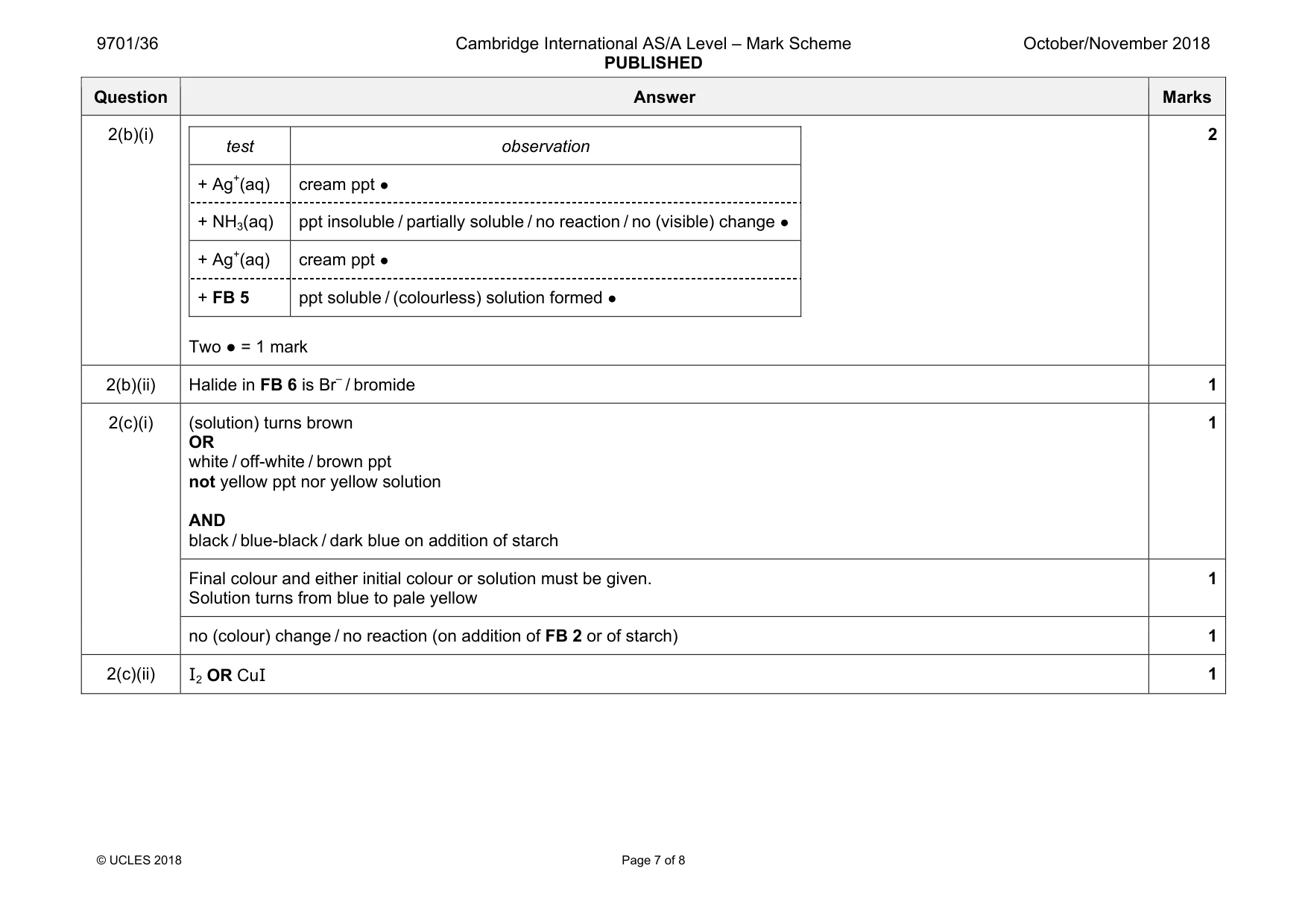 Mark scheme, page 7 of 8
