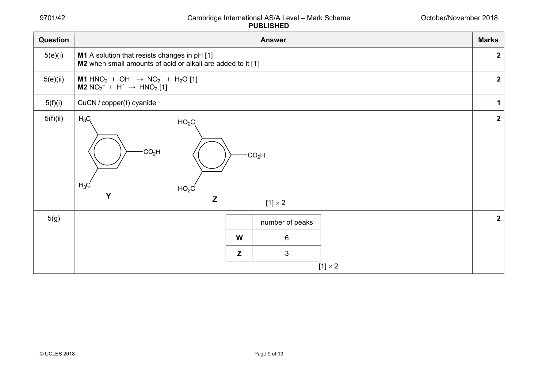 Mark scheme, page 9 of 13