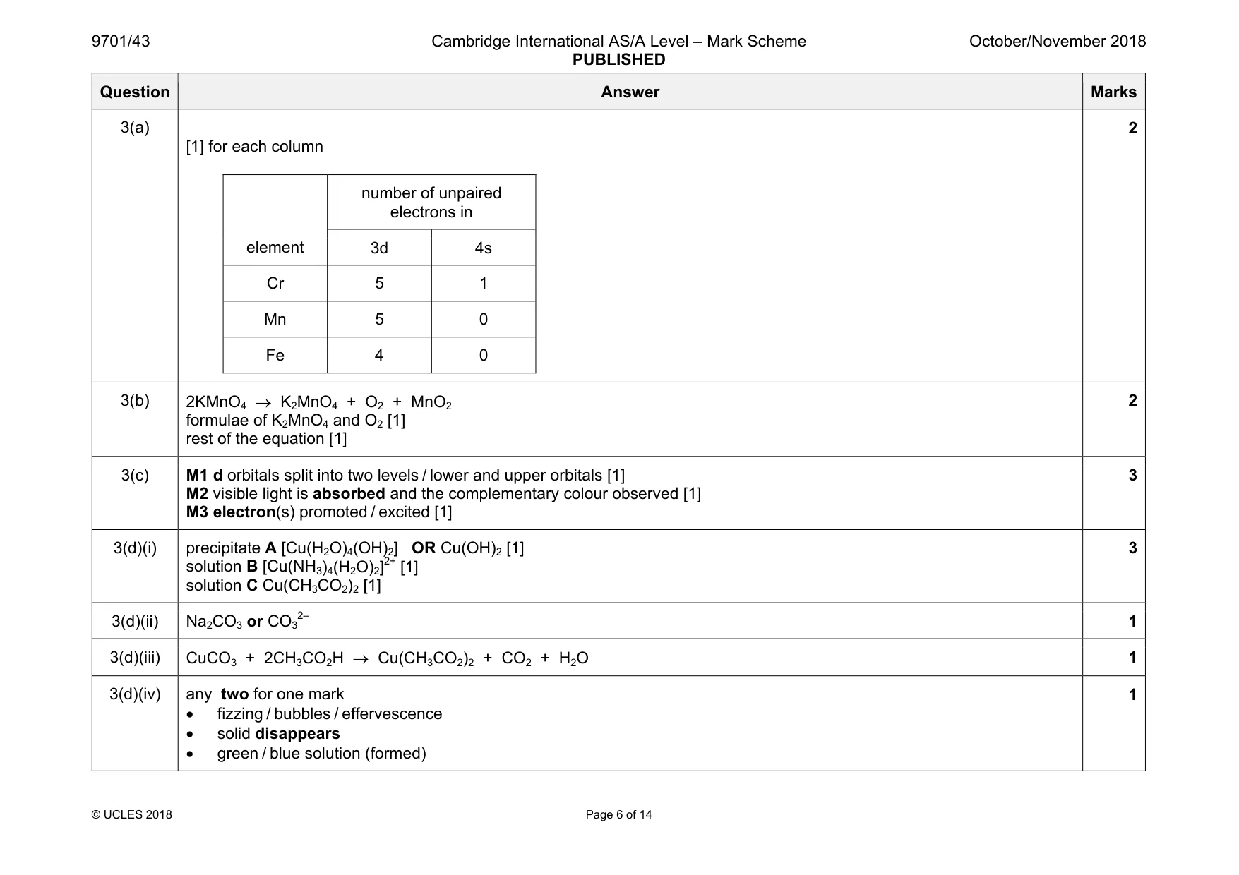 Mark scheme, page 6 of 14
