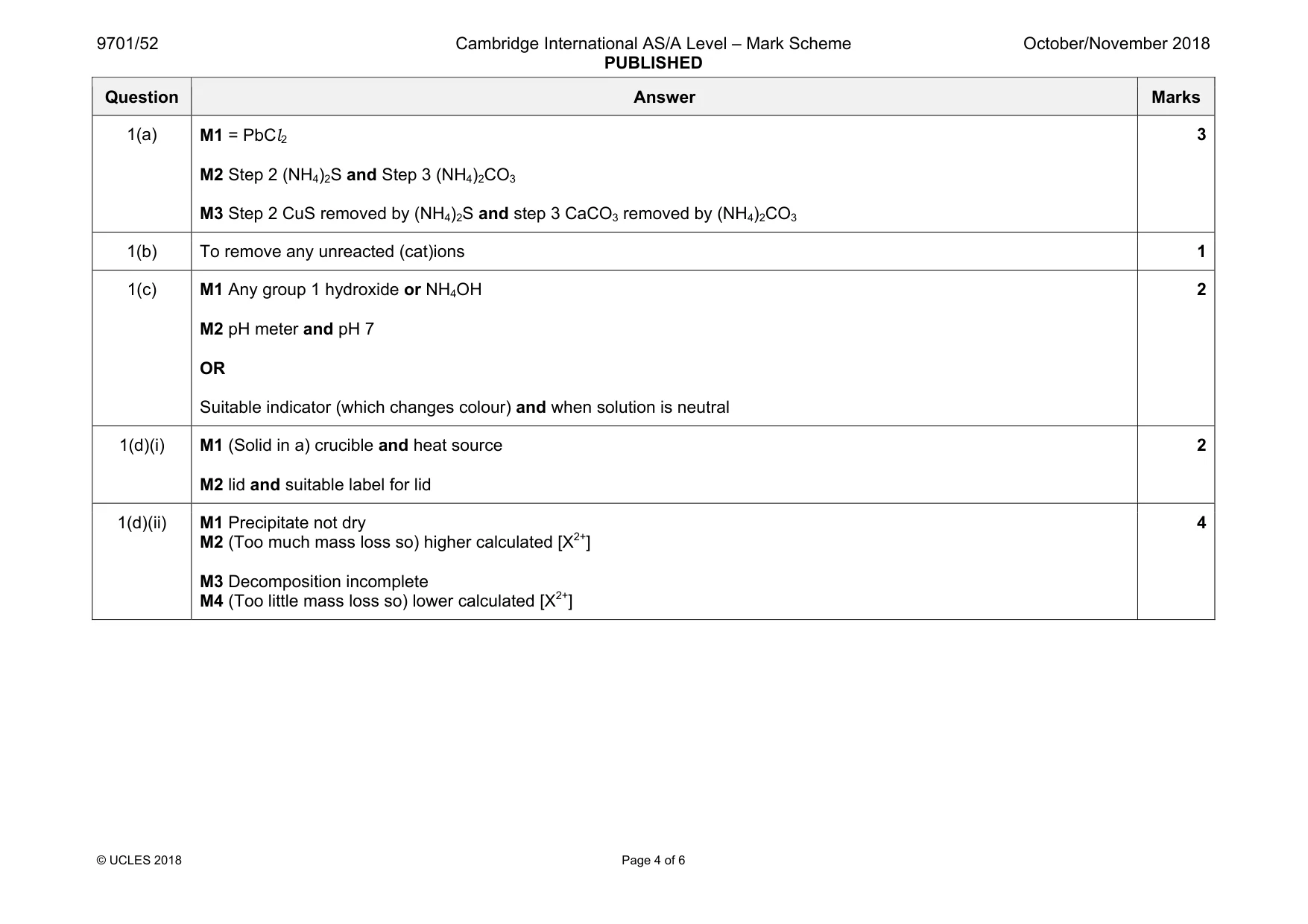 Mark scheme, page 4 of 6