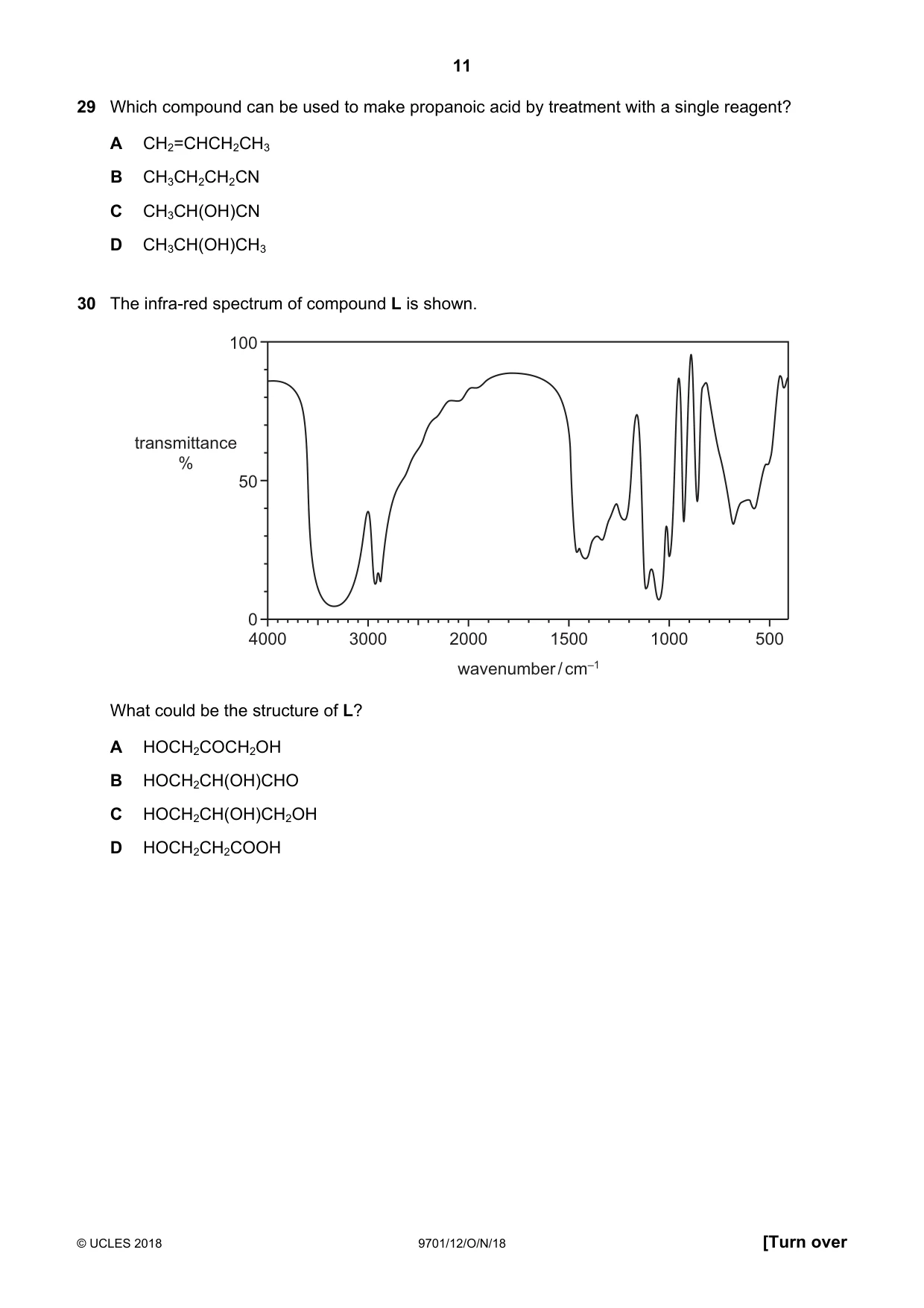 Cambridge A Level Chemistry 9701 2018 Oct/Nov Paper 1 · Variant 2 question paper, page 11 of 16