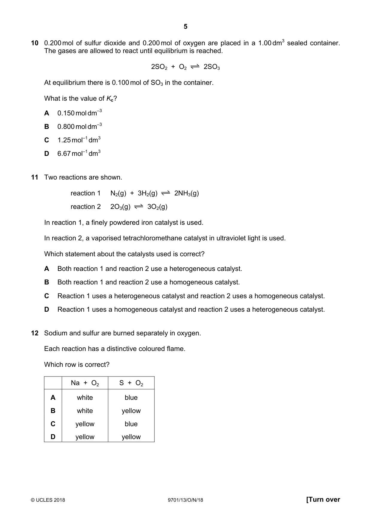 Cambridge A Level Chemistry 9701 2018 Oct/Nov Paper 1 · Variant 3 question paper, page 5 of 16