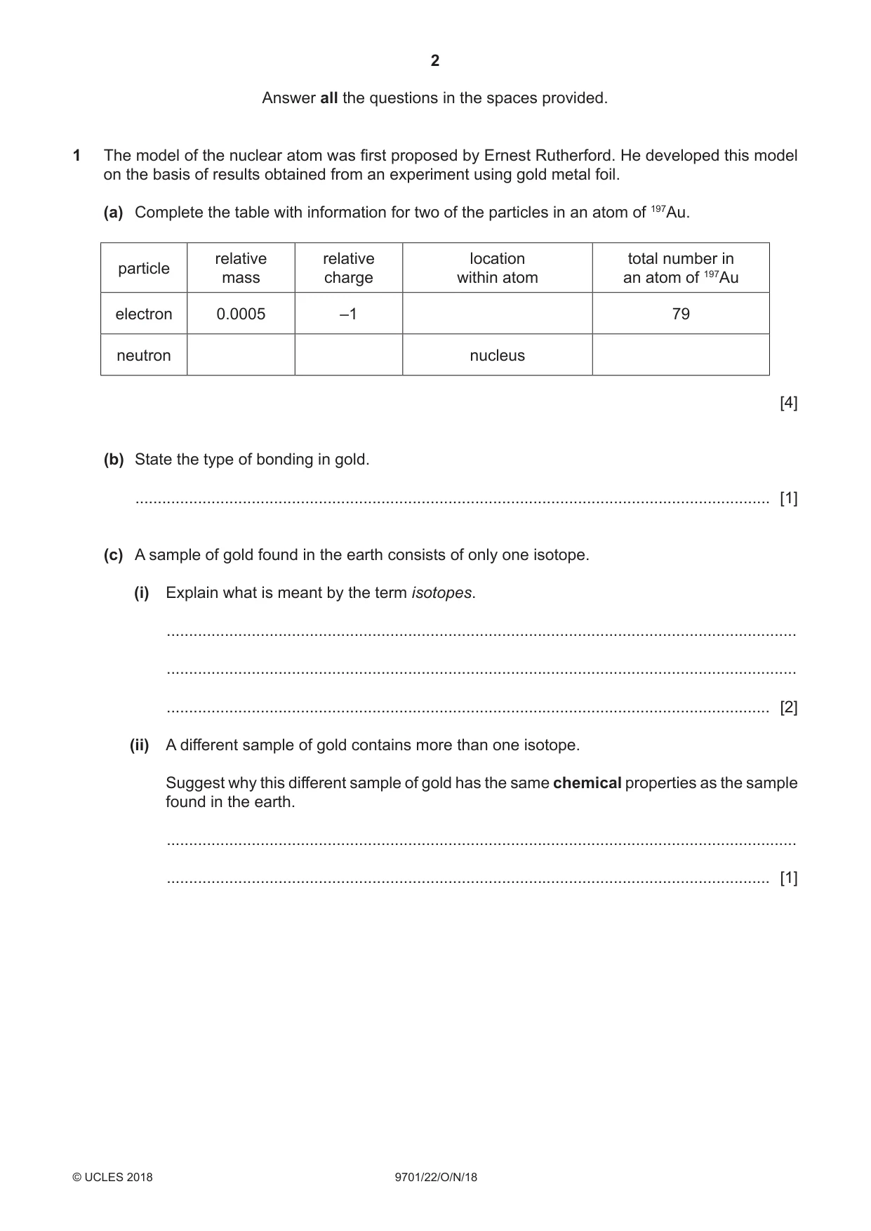 Cambridge A Level Chemistry 9701 2018 Oct/Nov Paper 2 · Variant 2 question paper, page 2 of 16