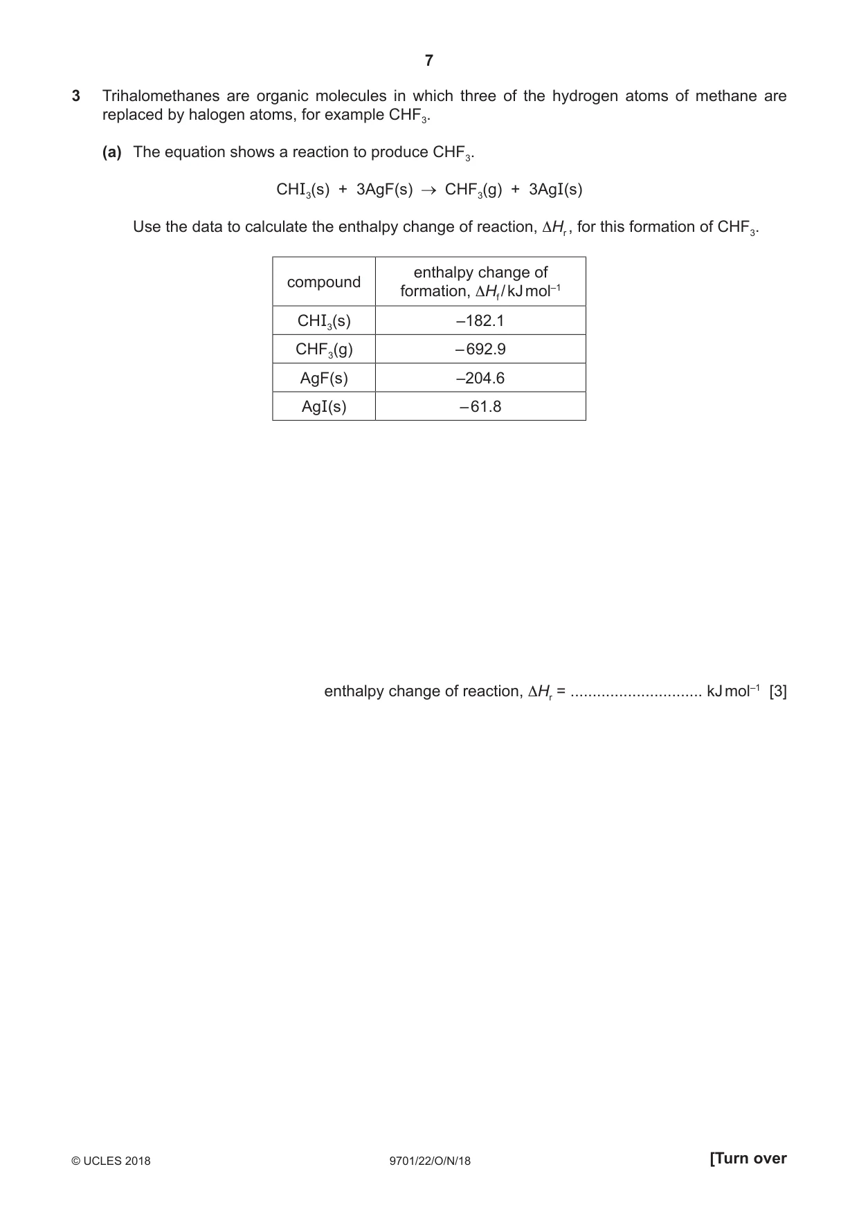 Cambridge A Level Chemistry 9701 2018 Oct/Nov Paper 2 · Variant 2 question paper, page 7 of 16