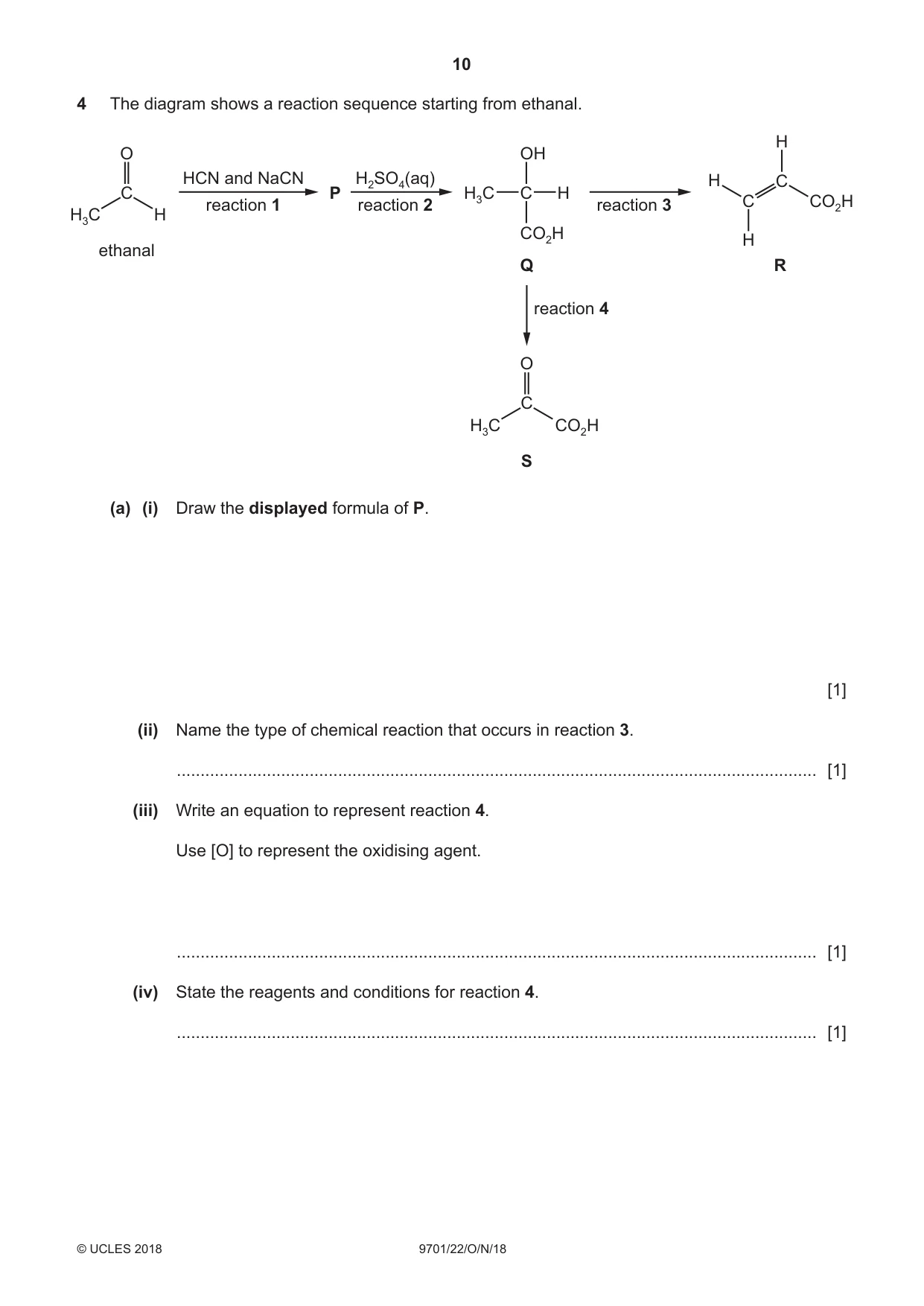 Cambridge A Level Chemistry 9701 2018 Oct/Nov Paper 2 · Variant 2 question paper, page 10 of 16