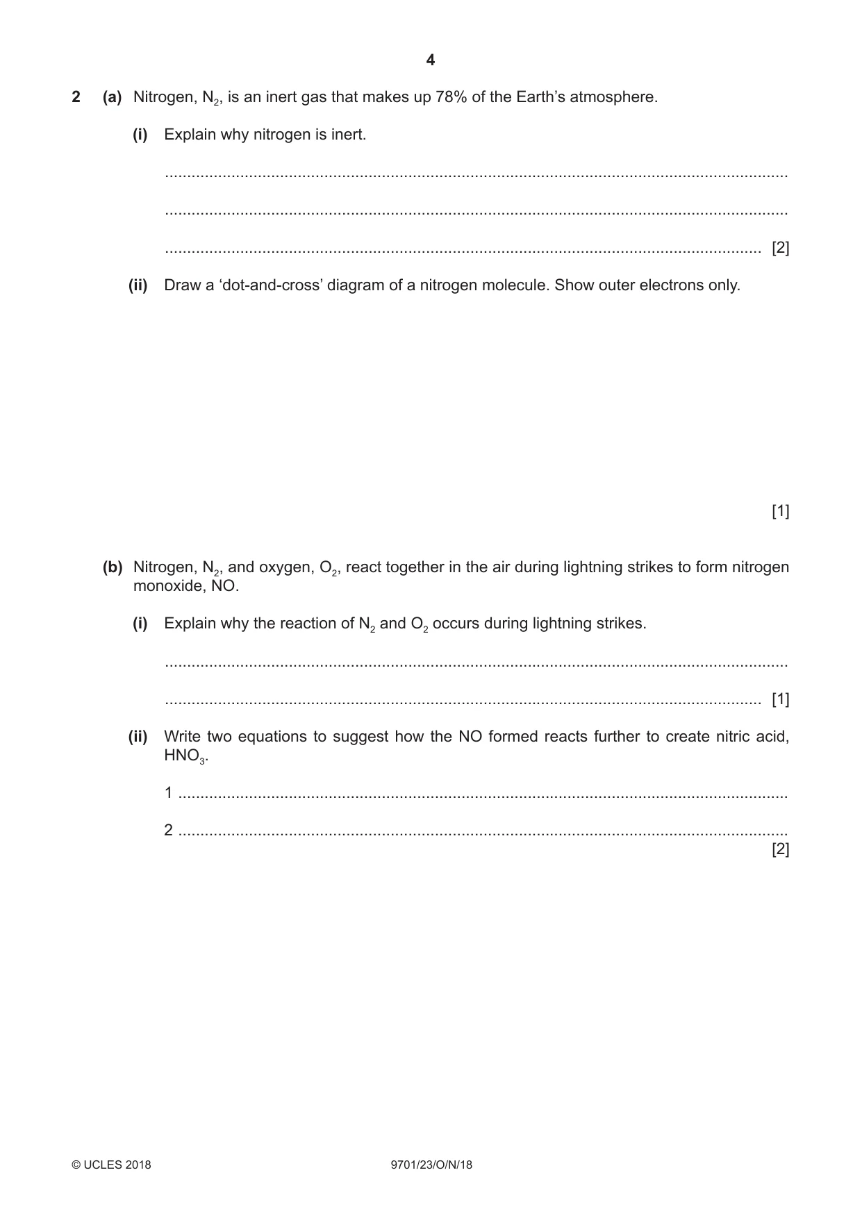 Cambridge A Level Chemistry 9701 2018 Oct/Nov Paper 2 · Variant 3 question paper, page 4 of 12