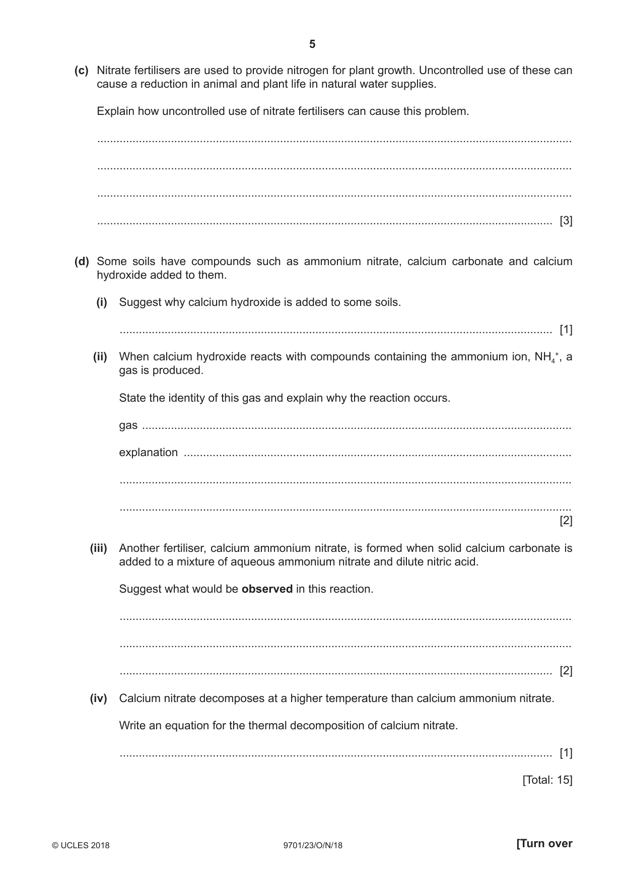 Cambridge A Level Chemistry 9701 2018 Oct/Nov Paper 2 · Variant 3 question paper, page 5 of 12