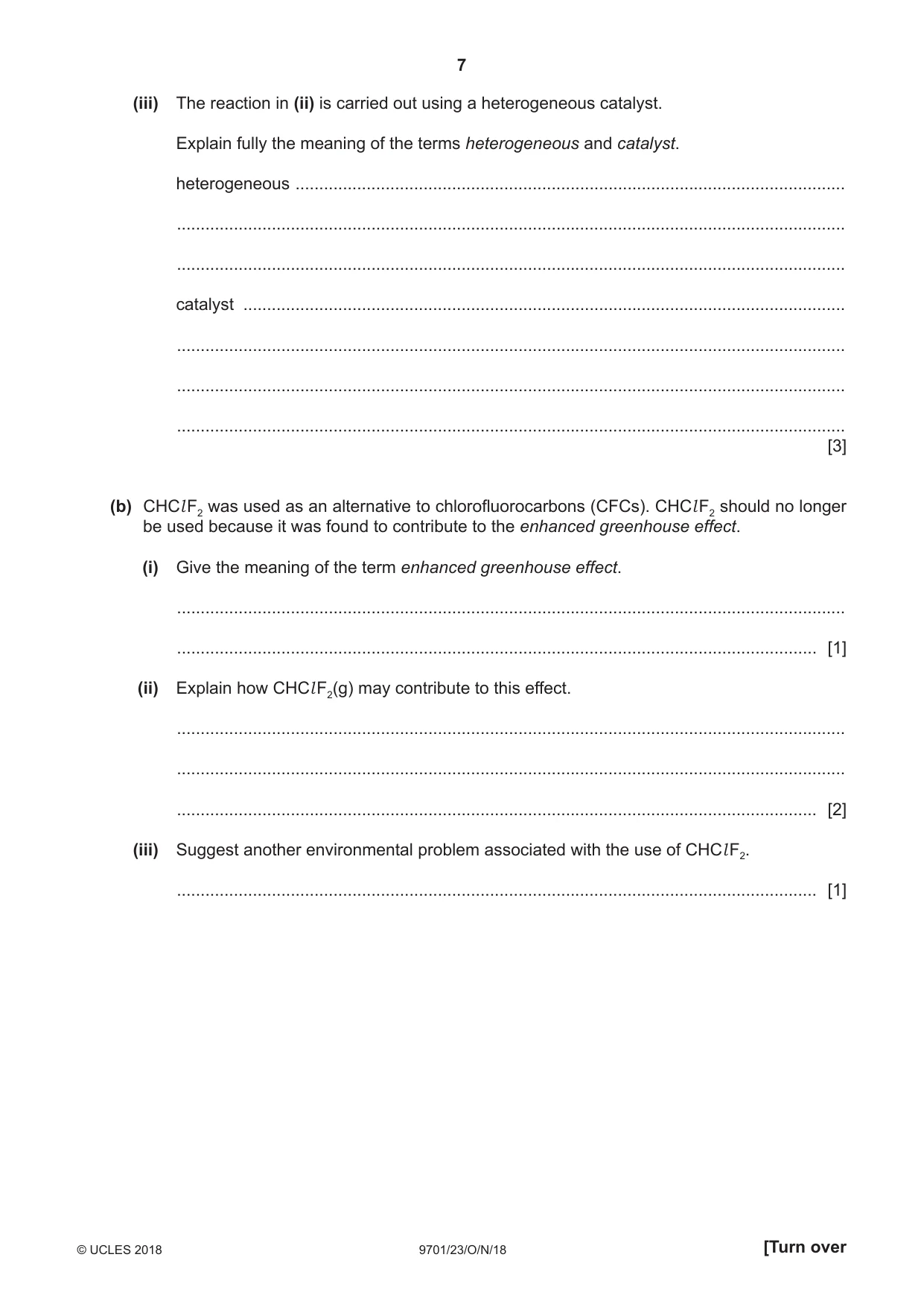 Cambridge A Level Chemistry 9701 2018 Oct/Nov Paper 2 · Variant 3 question paper, page 7 of 12