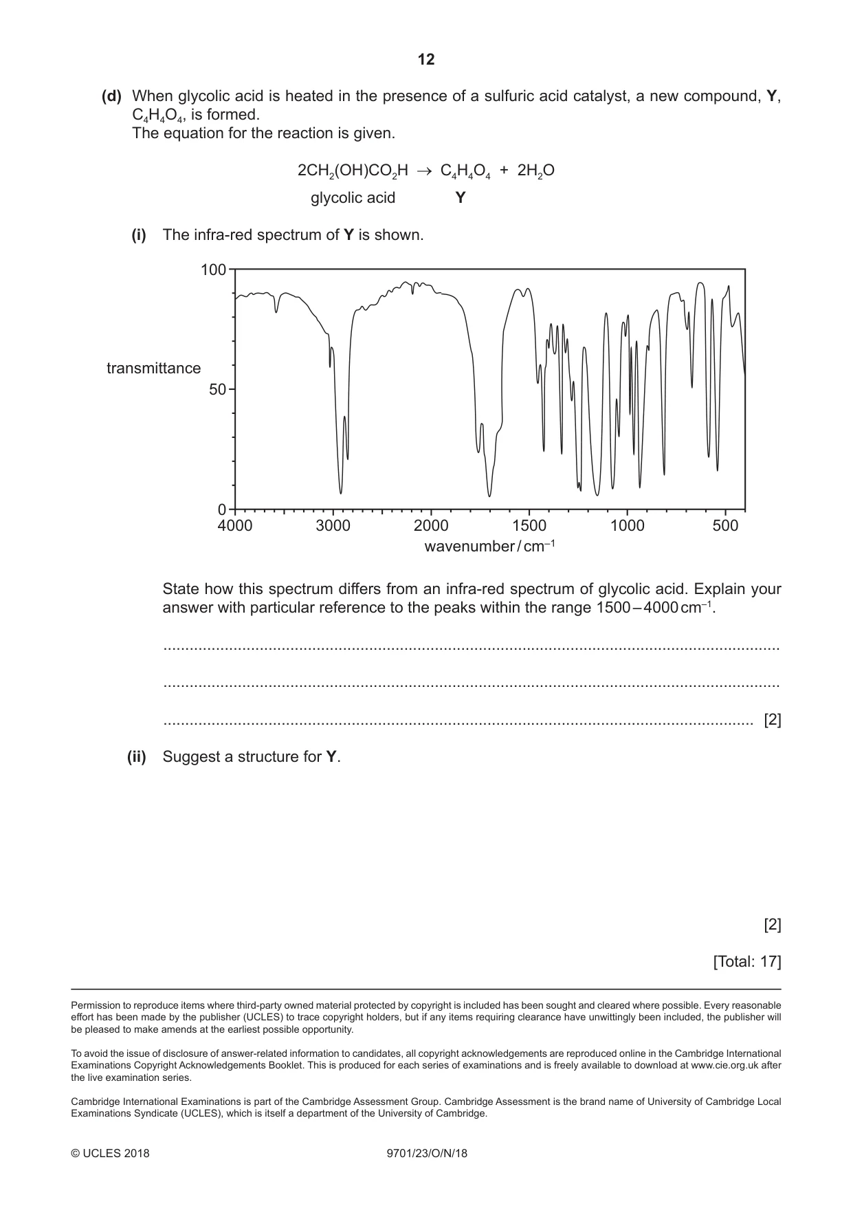 Cambridge A Level Chemistry 9701 2018 Oct/Nov Paper 2 · Variant 3 question paper, page 12 of 12