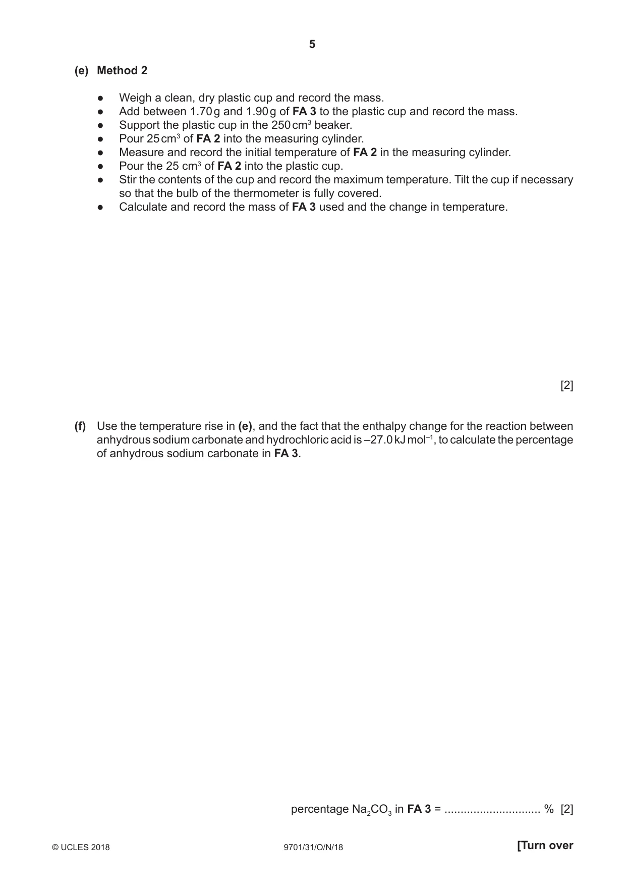 Cambridge A Level Chemistry 9701 2018 Oct/Nov Paper 3 · Variant 1 question paper, page 5 of 12