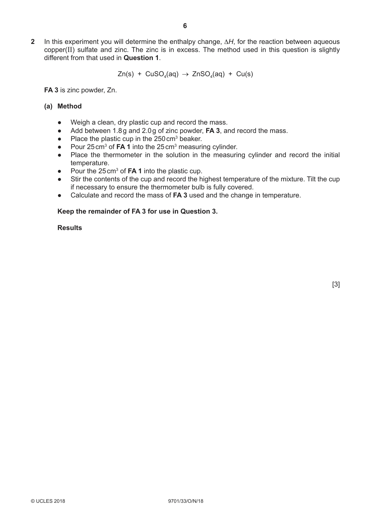 Cambridge A Level Chemistry 9701 2018 Oct/Nov Paper 3 · Variant 3 question paper, page 6 of 16
