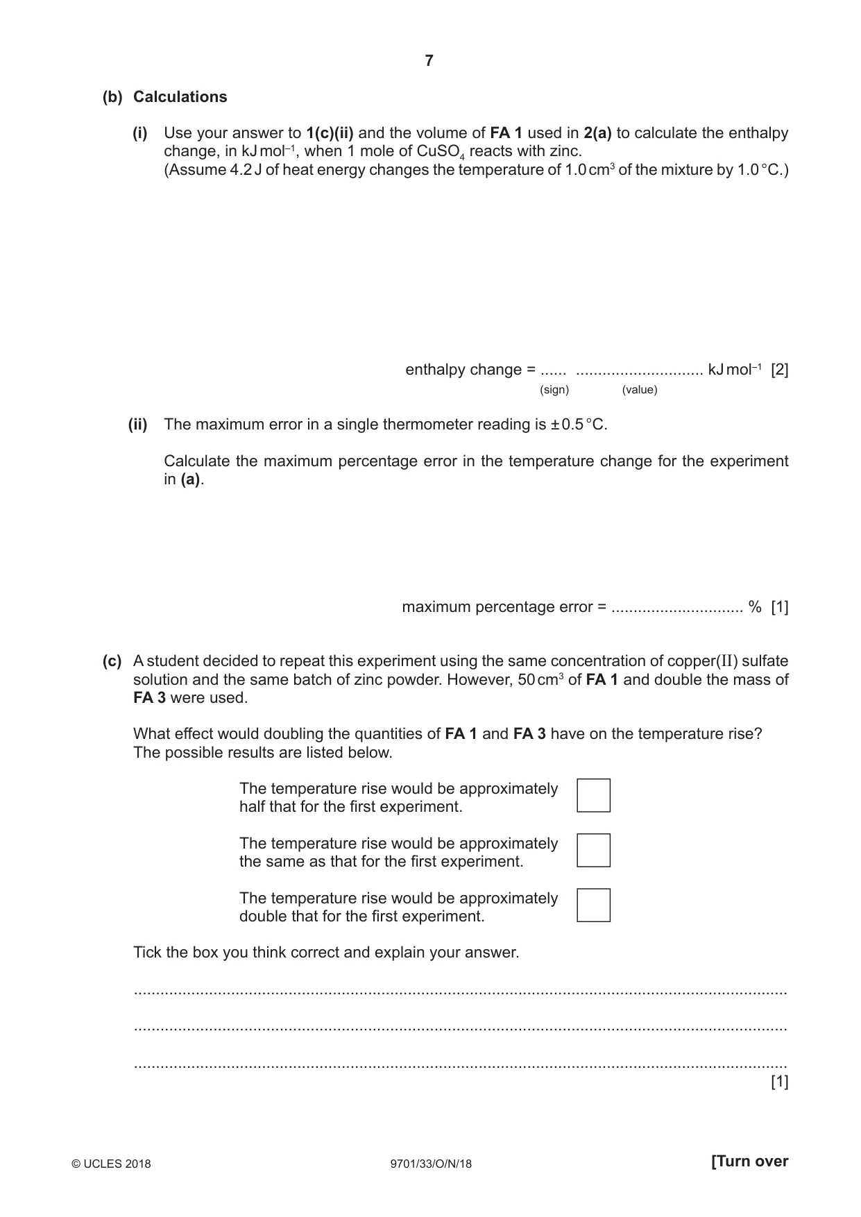 Cambridge A Level Chemistry 9701 2018 Oct/Nov Paper 3 · Variant 3 question paper, page 7 of 16