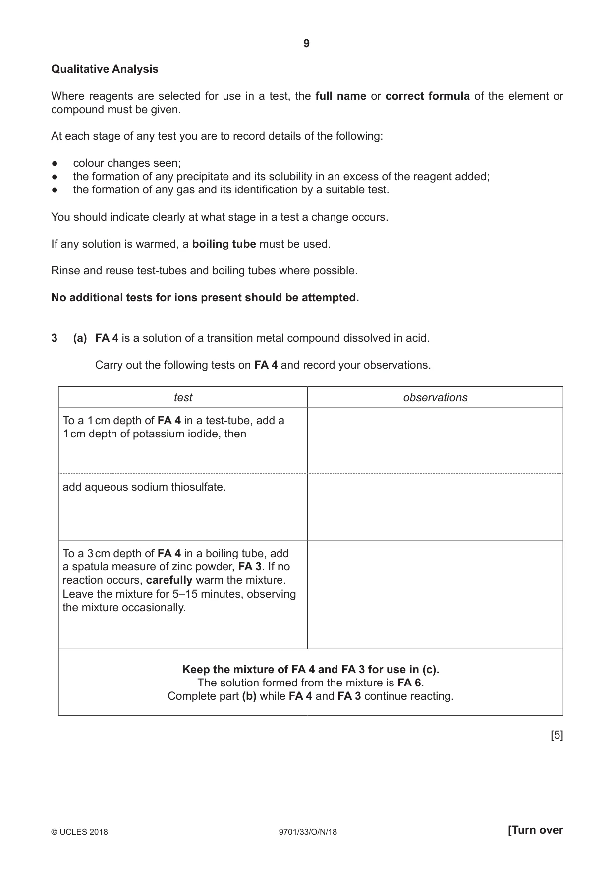 Cambridge A Level Chemistry 9701 2018 Oct/Nov Paper 3 · Variant 3 question paper, page 9 of 16