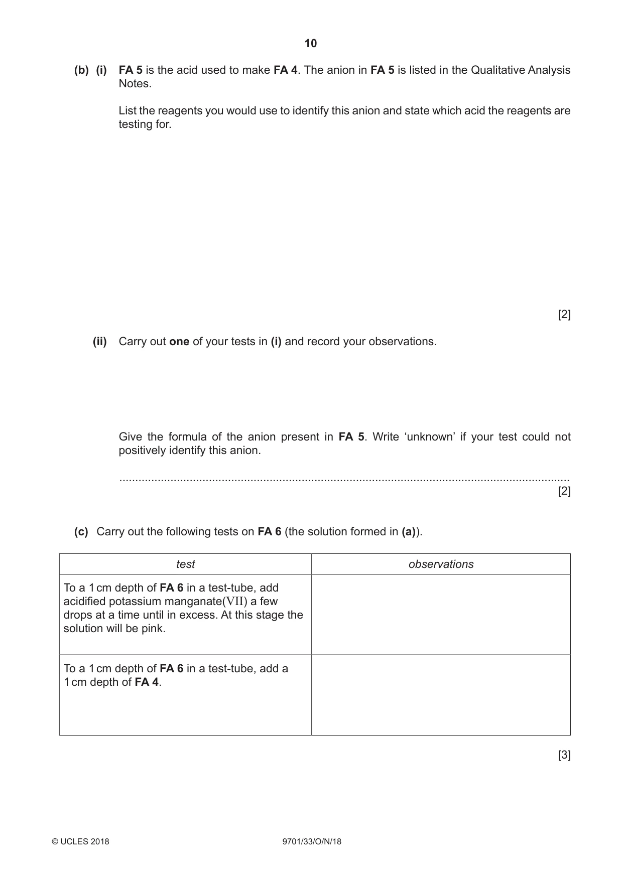 Cambridge A Level Chemistry 9701 2018 Oct/Nov Paper 3 · Variant 3 question paper, page 10 of 16