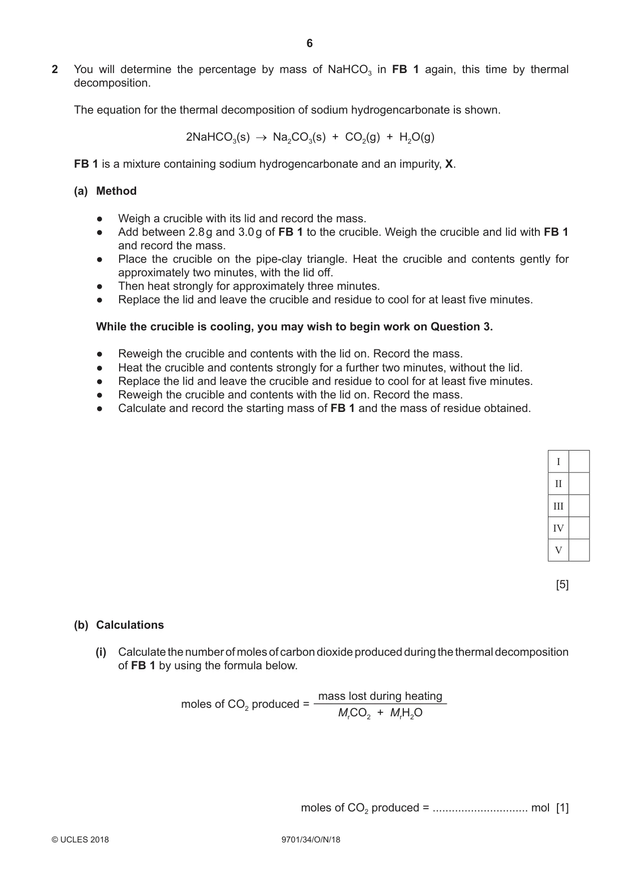 Cambridge A Level Chemistry 9701 2018 Oct/Nov Paper 3 · Variant 4 question paper, page 6 of 12