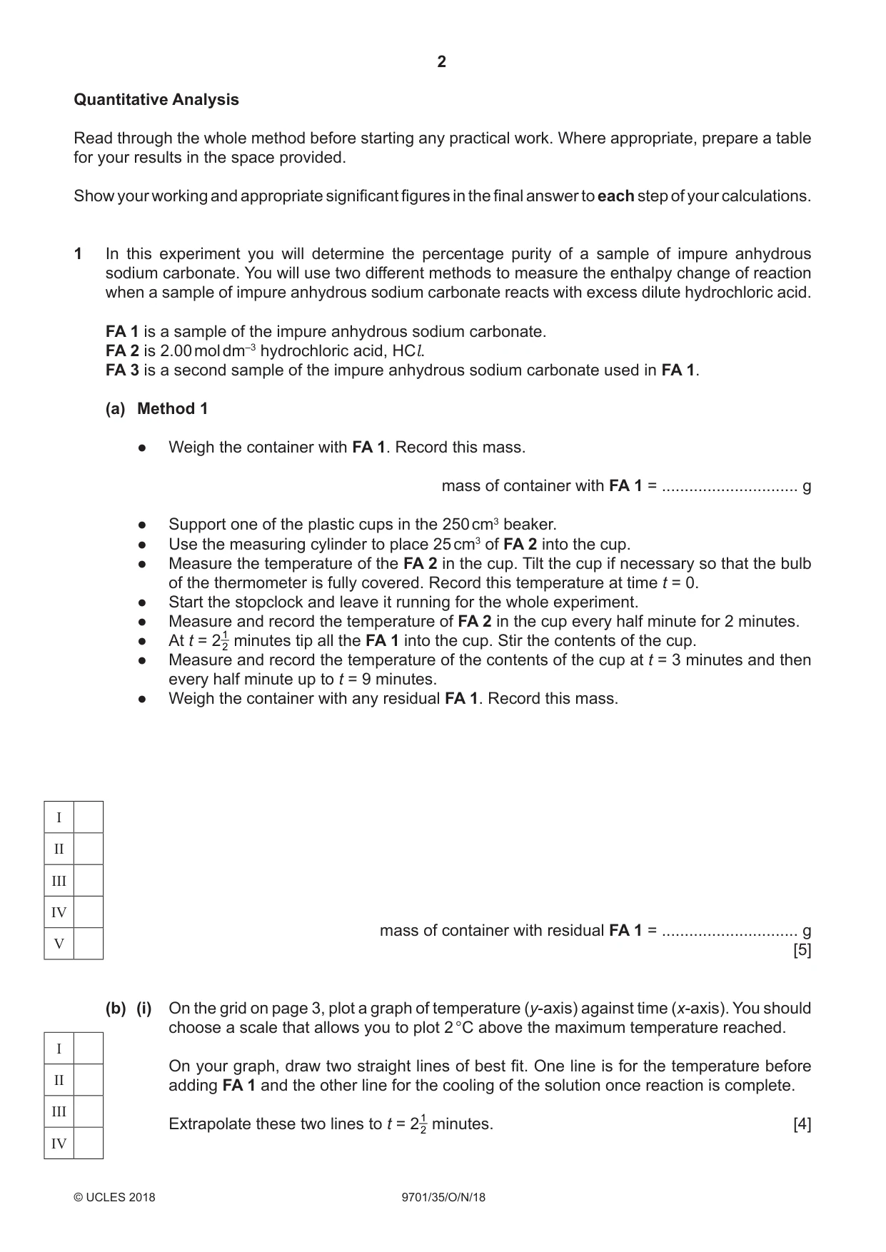 Cambridge A Level Chemistry 9701 2018 Oct/Nov Paper 3 · Variant 5 question paper, page 2 of 12