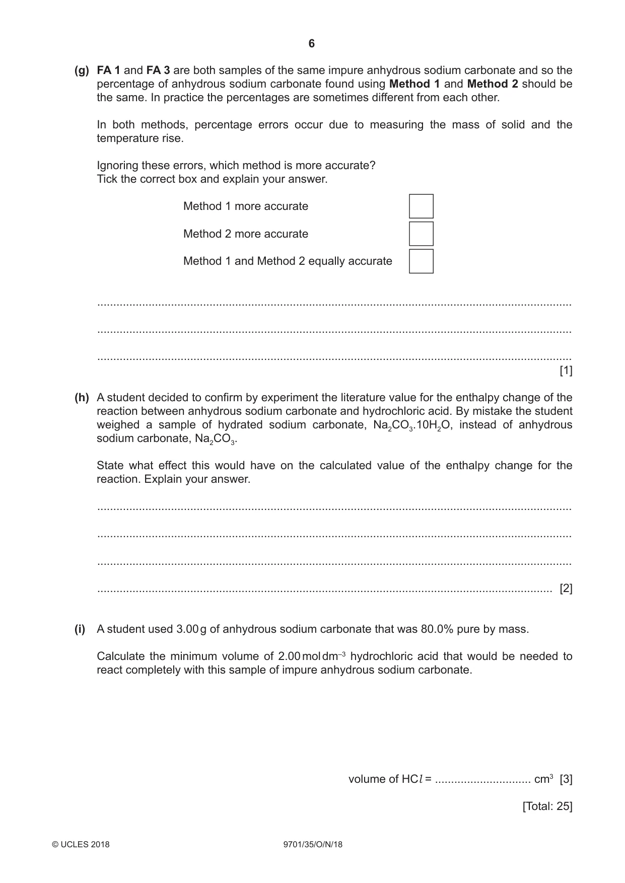 Cambridge A Level Chemistry 9701 2018 Oct/Nov Paper 3 · Variant 5 question paper, page 6 of 12