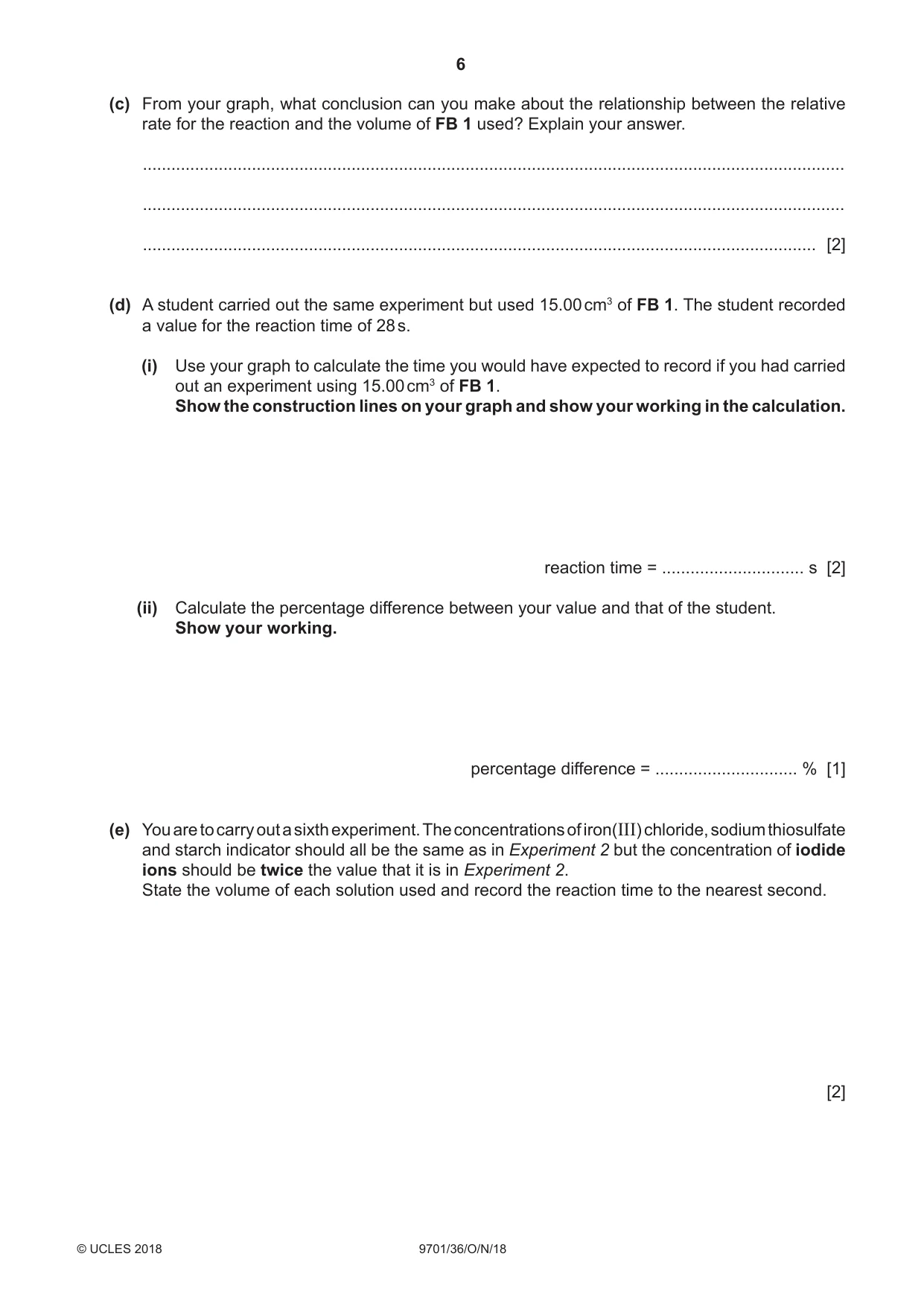 Cambridge A Level Chemistry 9701 2018 Oct/Nov Paper 3 · Variant 6 question paper, page 6 of 16