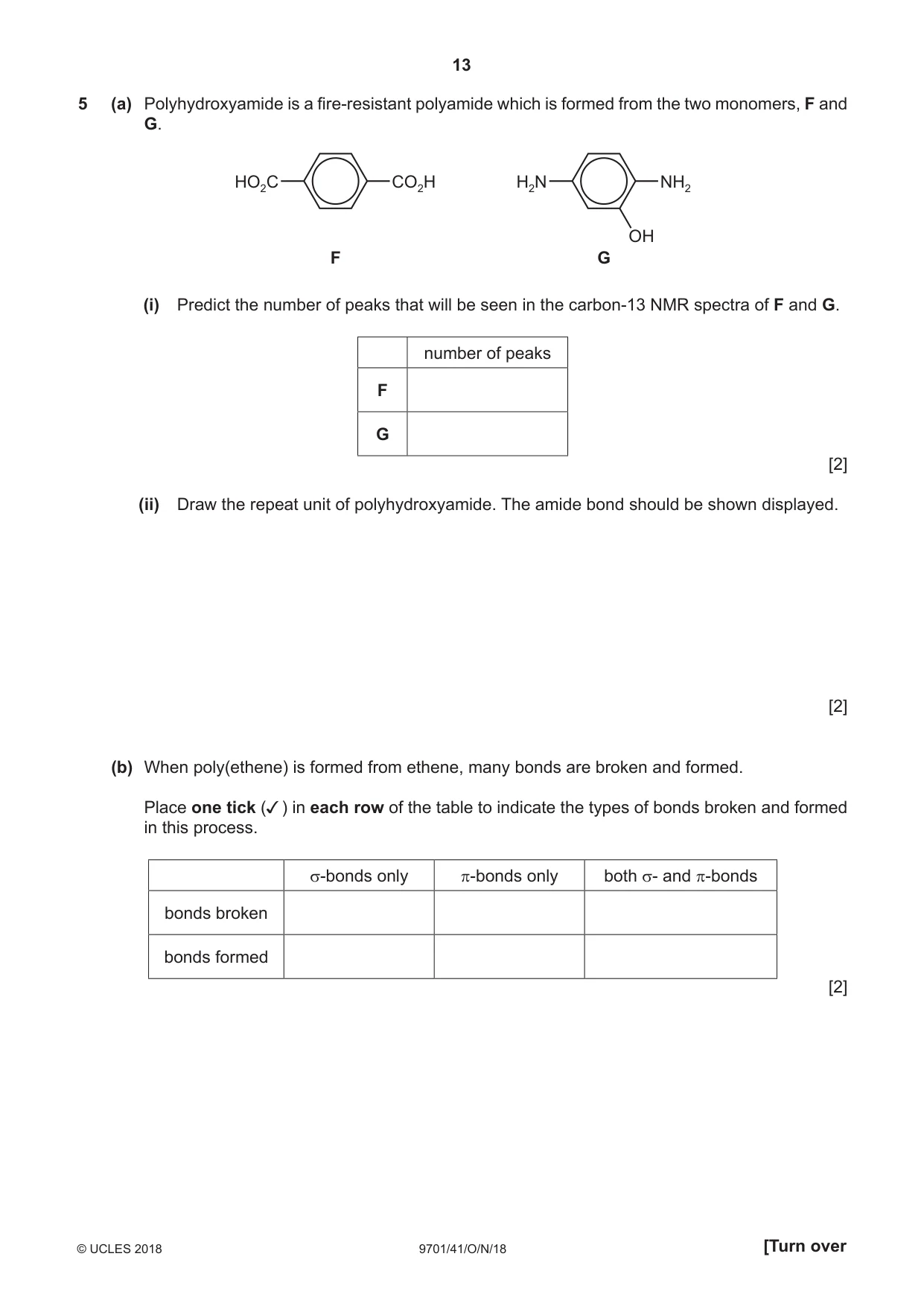 Cambridge A Level Chemistry 9701 2018 Oct/Nov Paper 4 · Variant 1 question paper, page 13 of 20