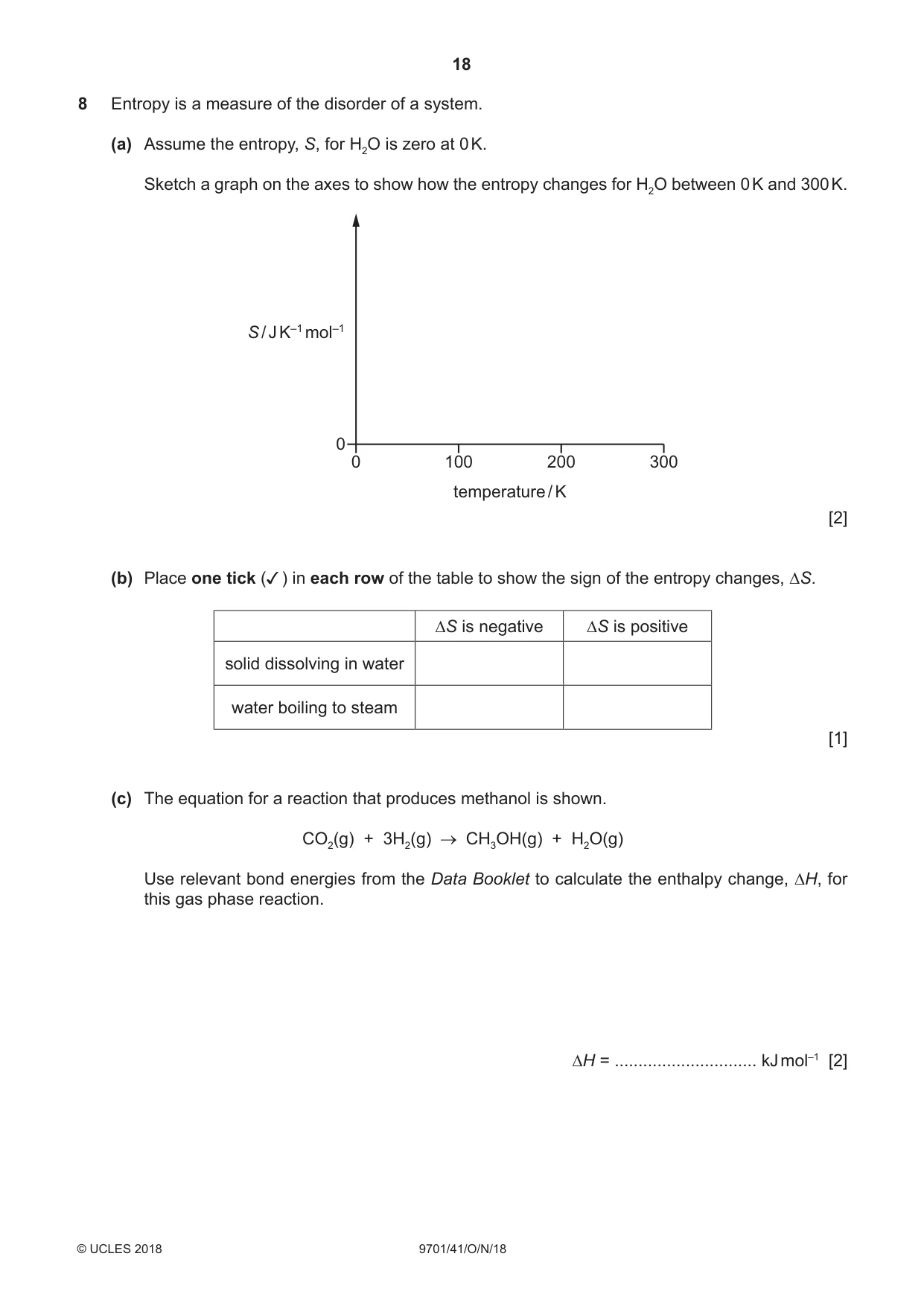 Cambridge A Level Chemistry 9701 2018 Oct/Nov Paper 4 · Variant 1 question paper, page 18 of 20