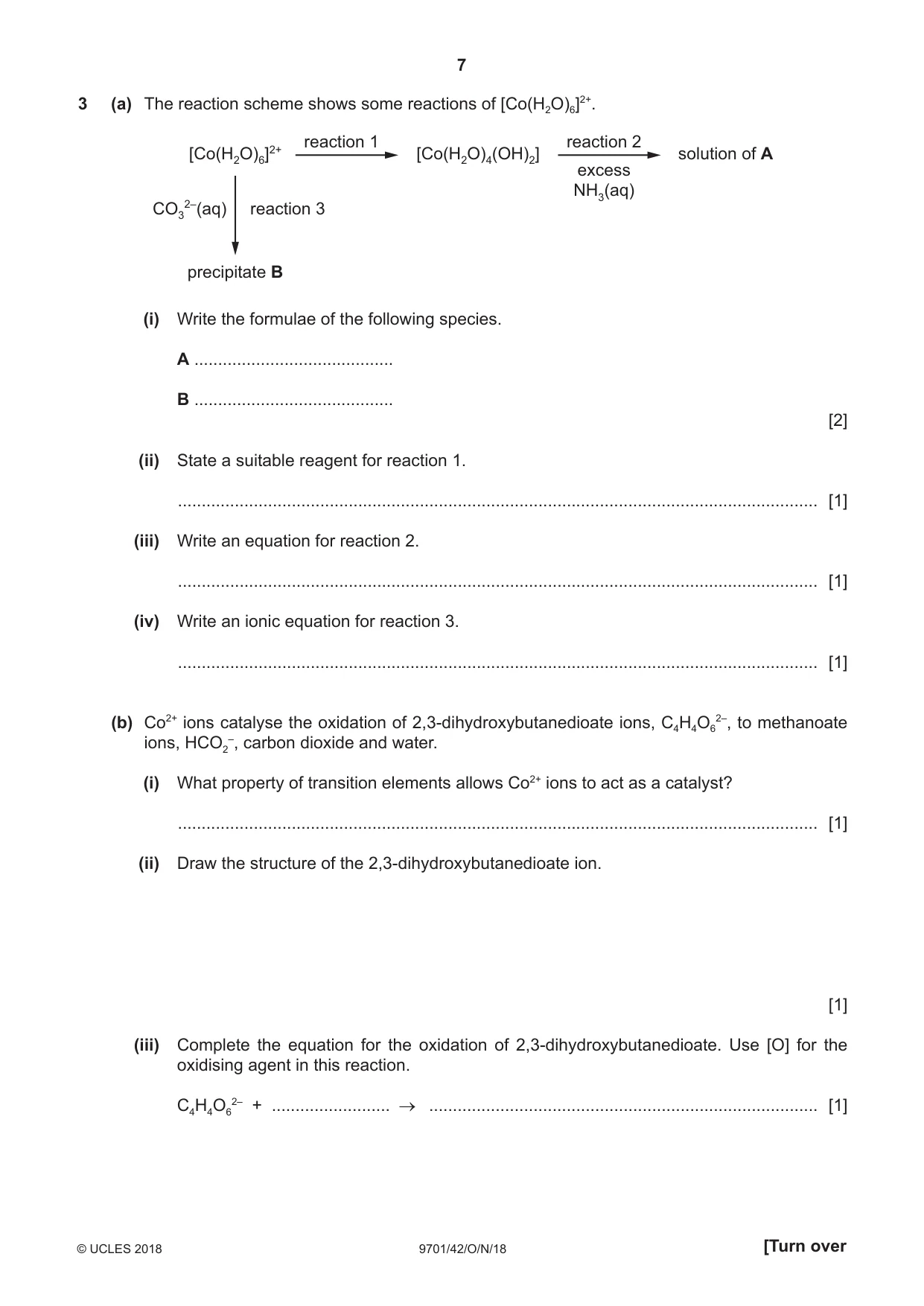 Cambridge A Level Chemistry 9701 2018 Oct/Nov Paper 4 · Variant 2 question paper, page 7 of 24