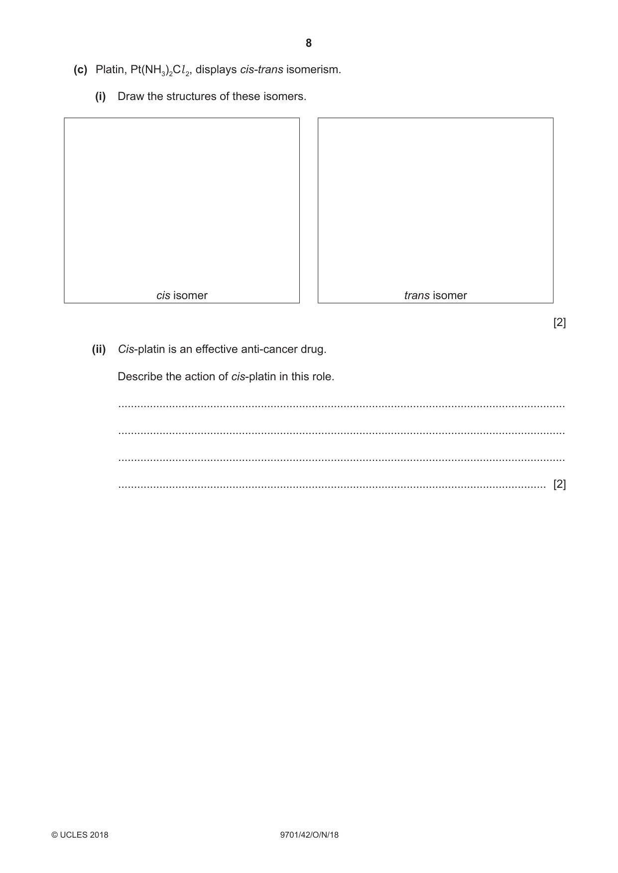 Cambridge A Level Chemistry 9701 2018 Oct/Nov Paper 4 · Variant 2 question paper, page 8 of 24