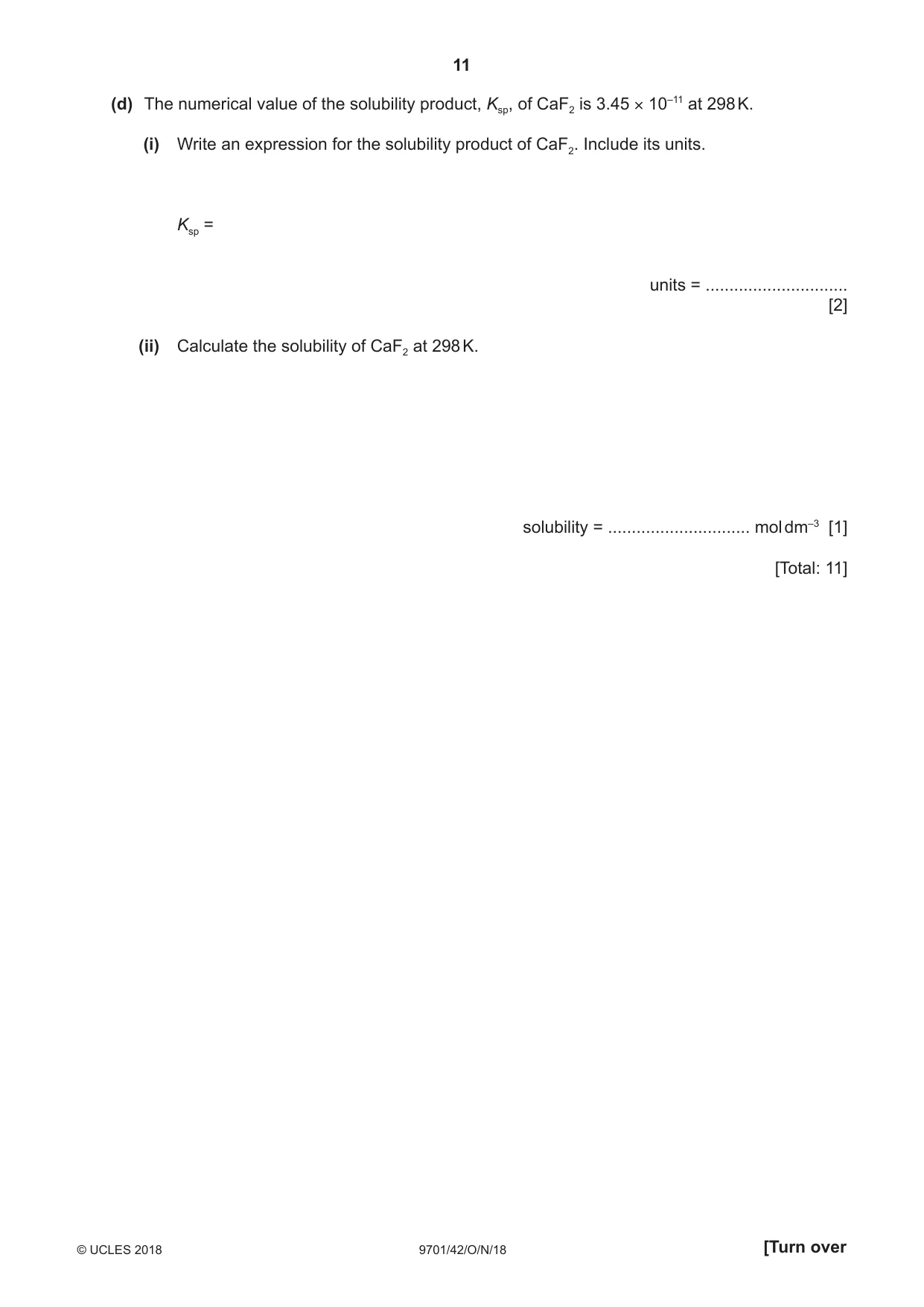 Cambridge A Level Chemistry 9701 2018 Oct/Nov Paper 4 · Variant 2 question paper, page 11 of 24
