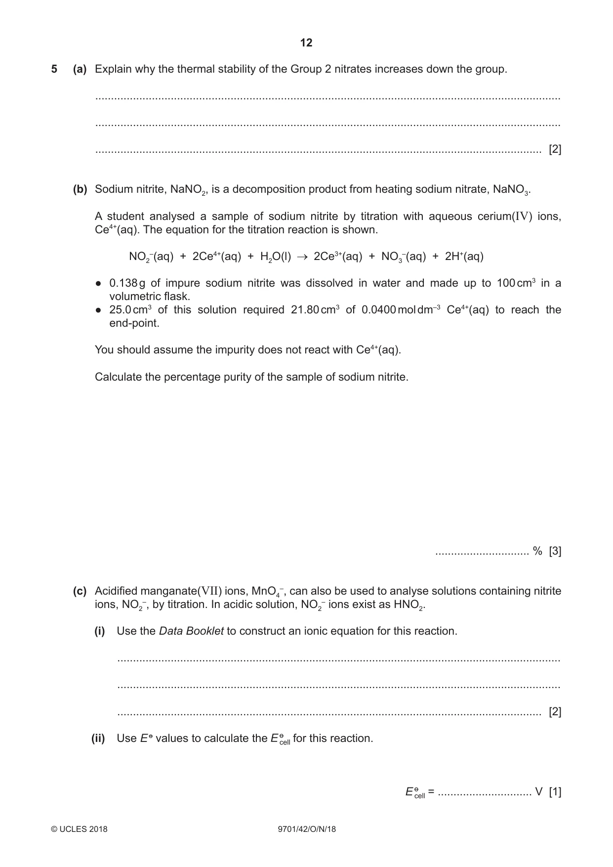 Cambridge A Level Chemistry 9701 2018 Oct/Nov Paper 4 · Variant 2 question paper, page 12 of 24