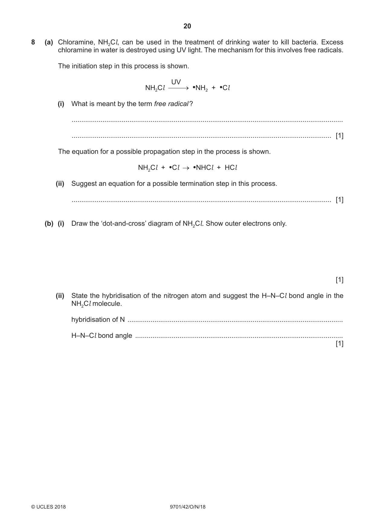 Cambridge A Level Chemistry 9701 2018 Oct/Nov Paper 4 · Variant 2 question paper, page 20 of 24