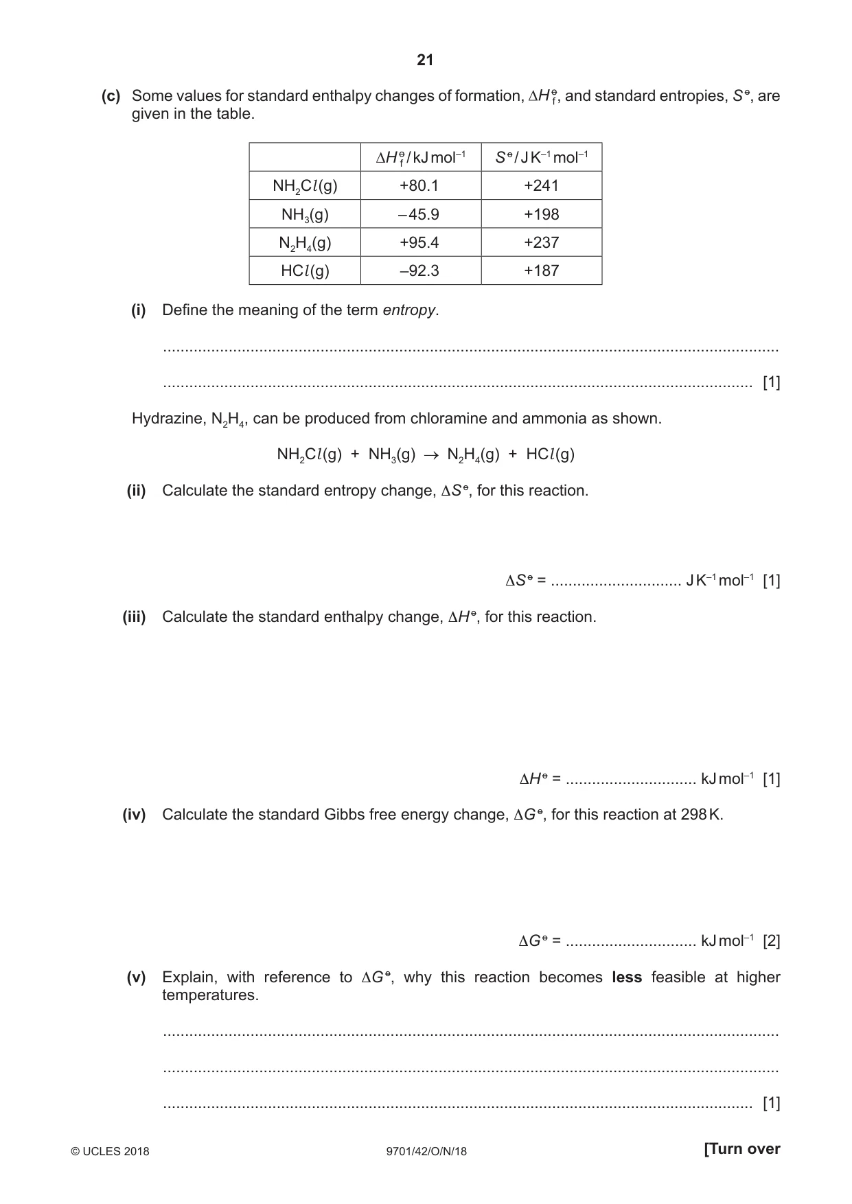 Cambridge A Level Chemistry 9701 2018 Oct/Nov Paper 4 · Variant 2 question paper, page 21 of 24