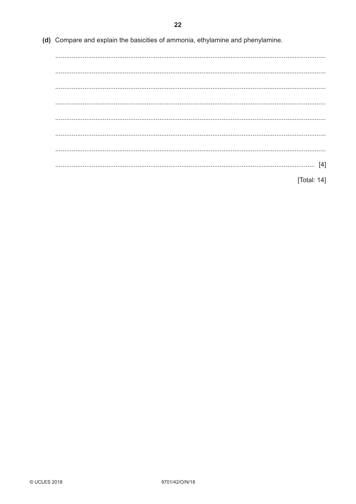 Cambridge A Level Chemistry 9701 2018 Oct/Nov Paper 4 · Variant 2 question paper, page 22 of 24